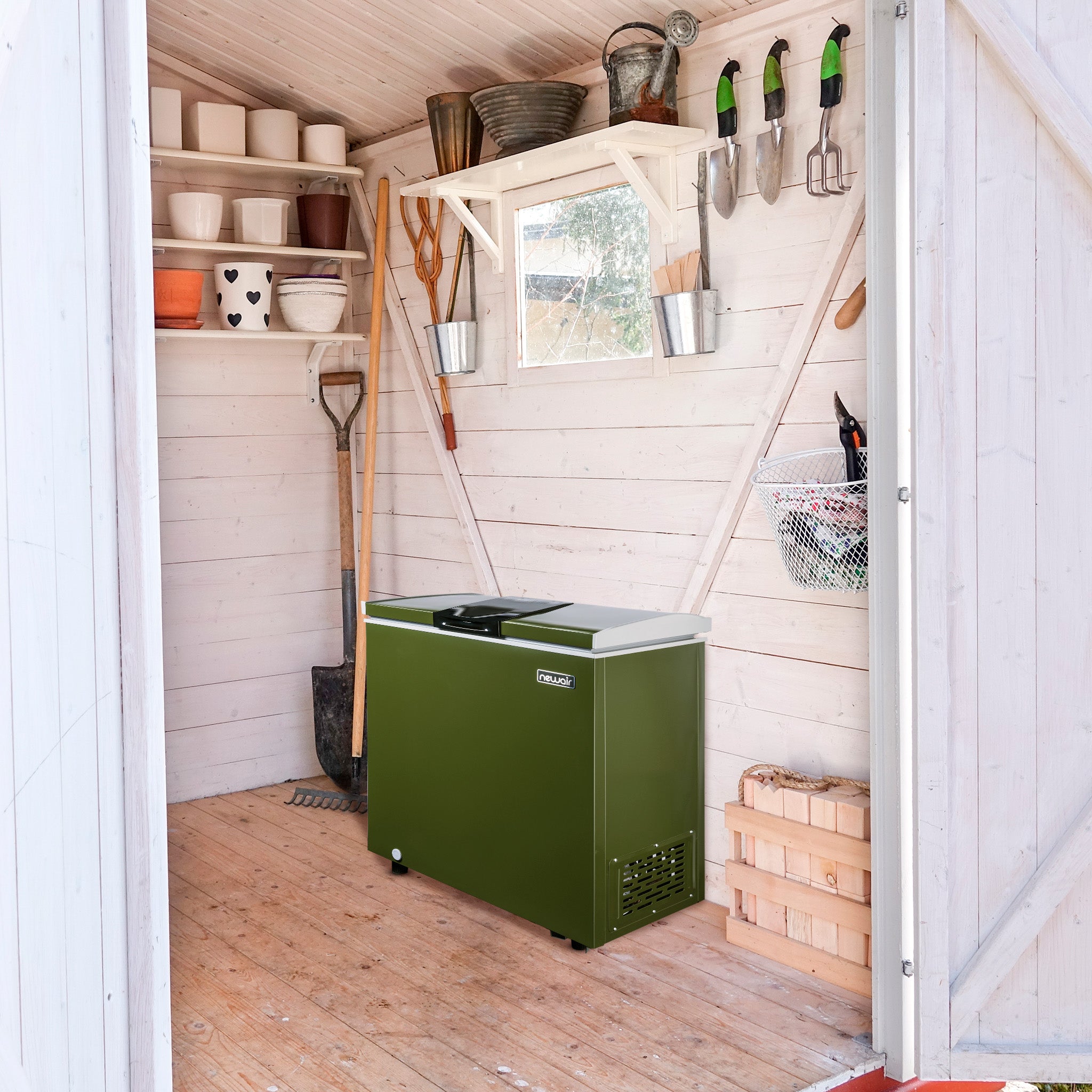Newair® 5 Cu. Ft. Mini Deep Chest Freezer in Military Green - Compact Freezer for Home, Garage, or Basement Storage of Meat, Seafood, and Frozen Foods