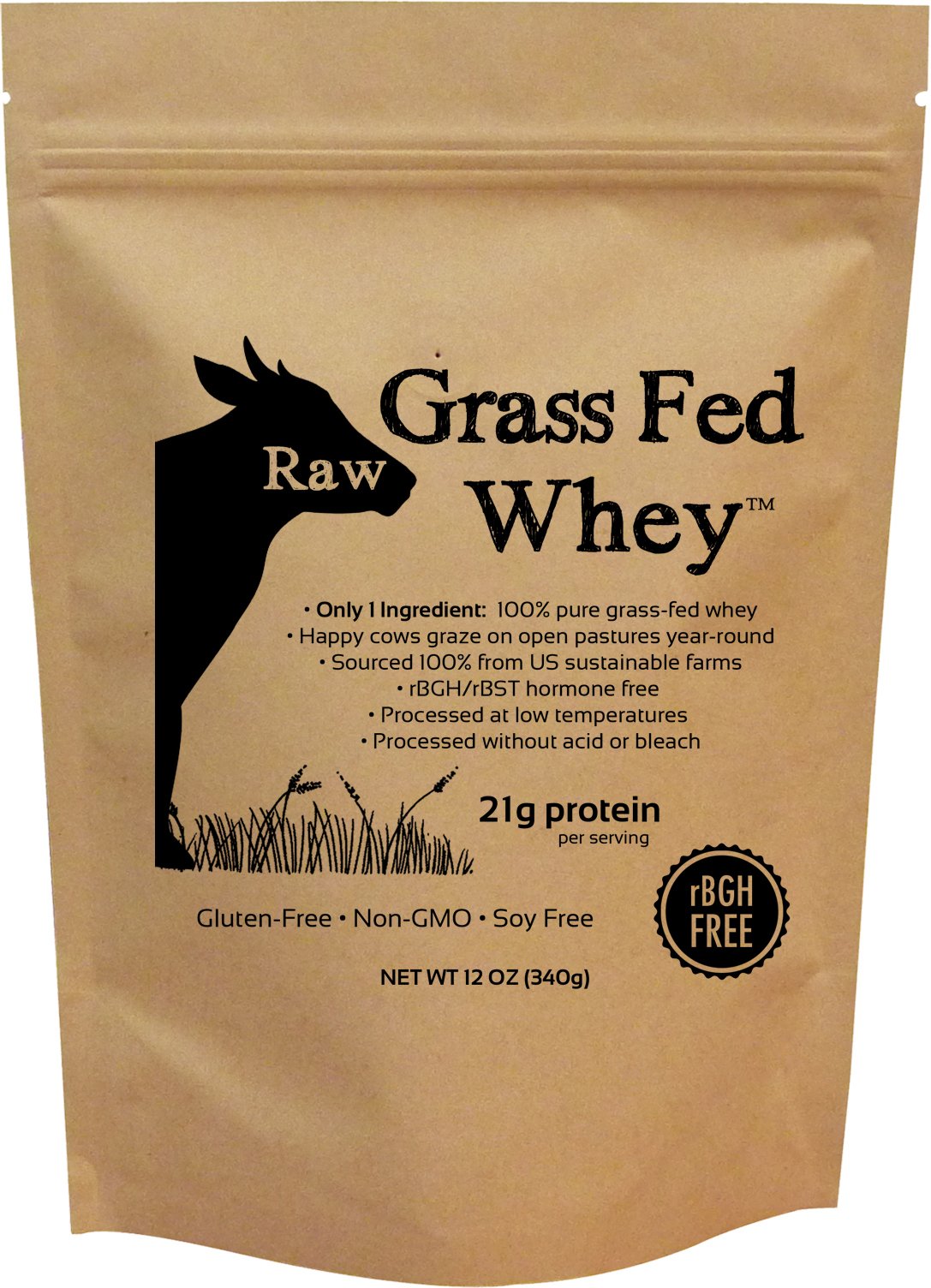 Grass Fed Whey Protein Powder - 100% Natural, Undenatured, GMO-Free, Hormone & Gluten Free, Unflavored & Unsweetened (12oz) | Pure Protein Supplement for Muscle Recovery, Weight Loss & Healthy Lifestyle