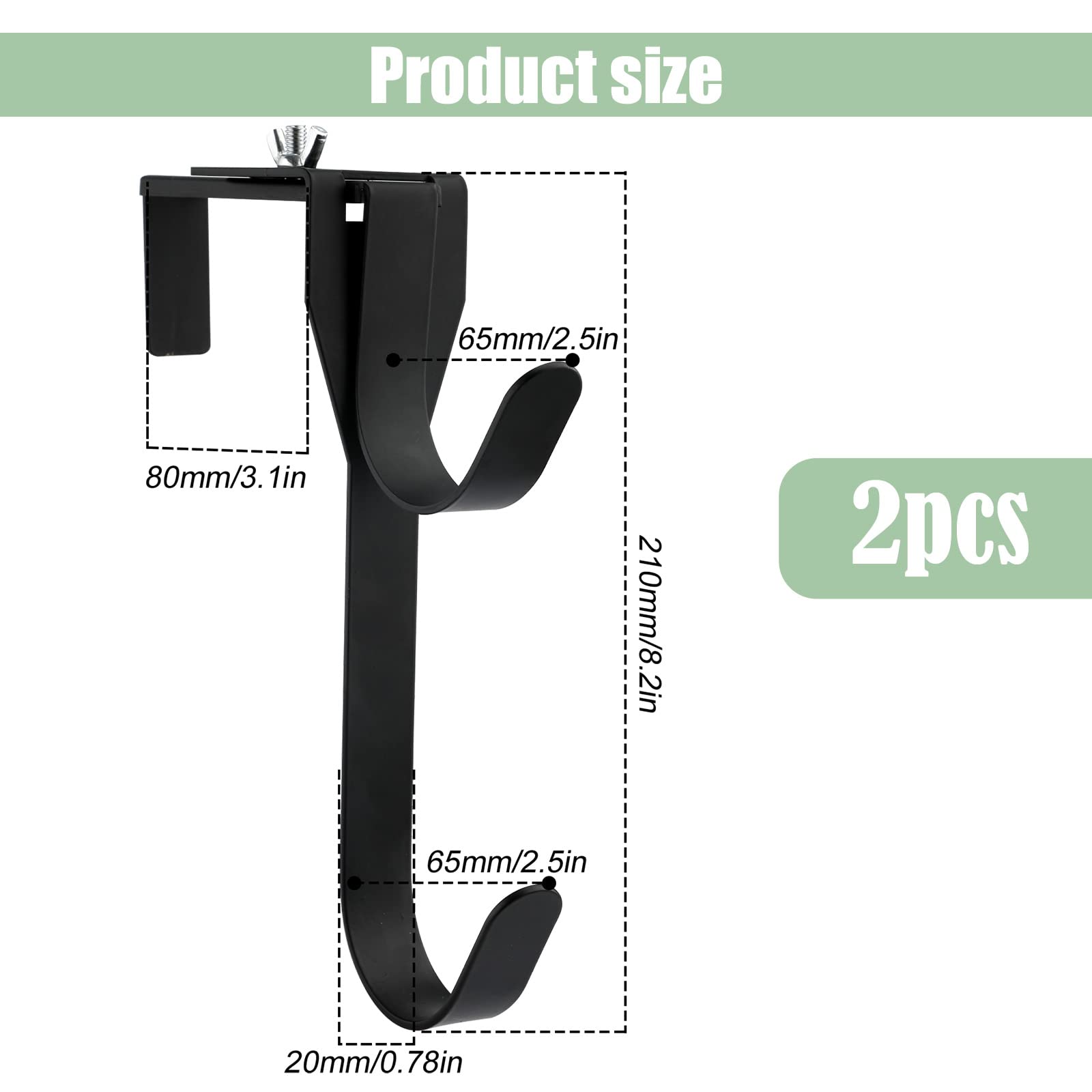 AIEX 2-Pack Adjustable Pool Pole Hooks - Heavy Duty Rustproof Metal Hanging Hooks for Pool Fence & Wall Mounting | Perfect for Inground & Above Ground Pools (Black) - Ideal for Pool Maintenance, Safety Fencing & Backyard Organization