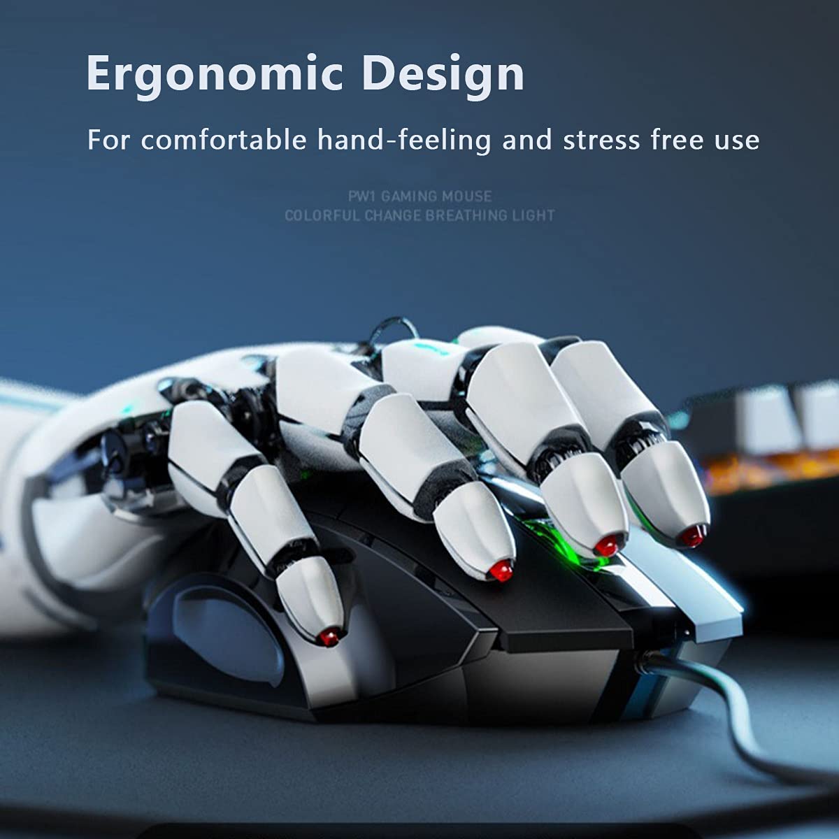Silent USB Wired Mouse - 3-Button Ergonomic Optical Mouse for PC, Mac, Laptop - Perfect for Office & Home Use