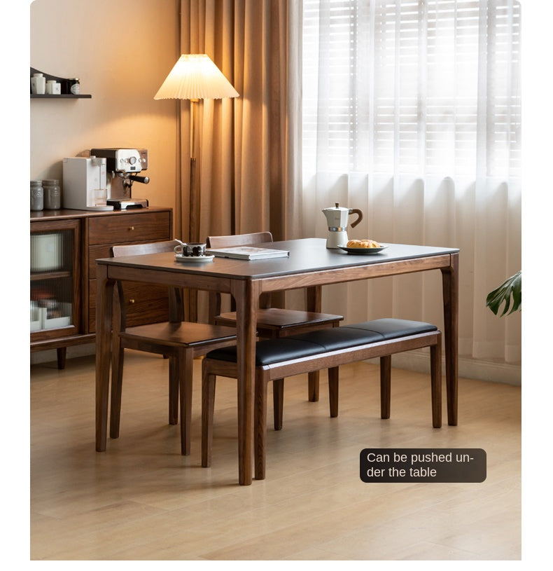 Solid Oak & Black Walnut Nordic Style Long Bench - Modern Wooden Sofa for Living Room, Bedroom, Entryway & Dining Area