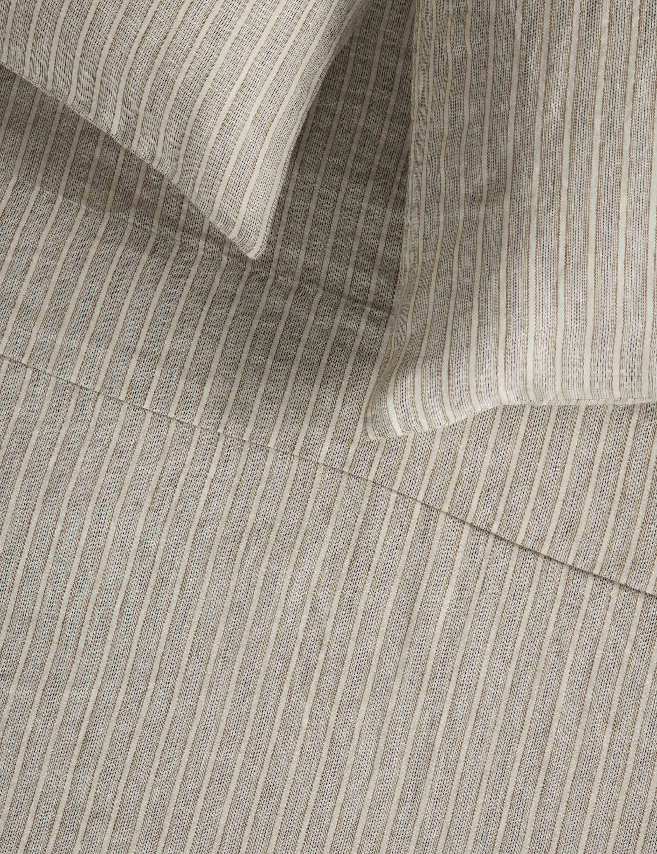 Premium Striped European Flax Linen Duvet Cover Set - 100% Natural Breathable Bedding for All Seasons | Perfect for Master Bedroom, Guest Room & Vacation Homes