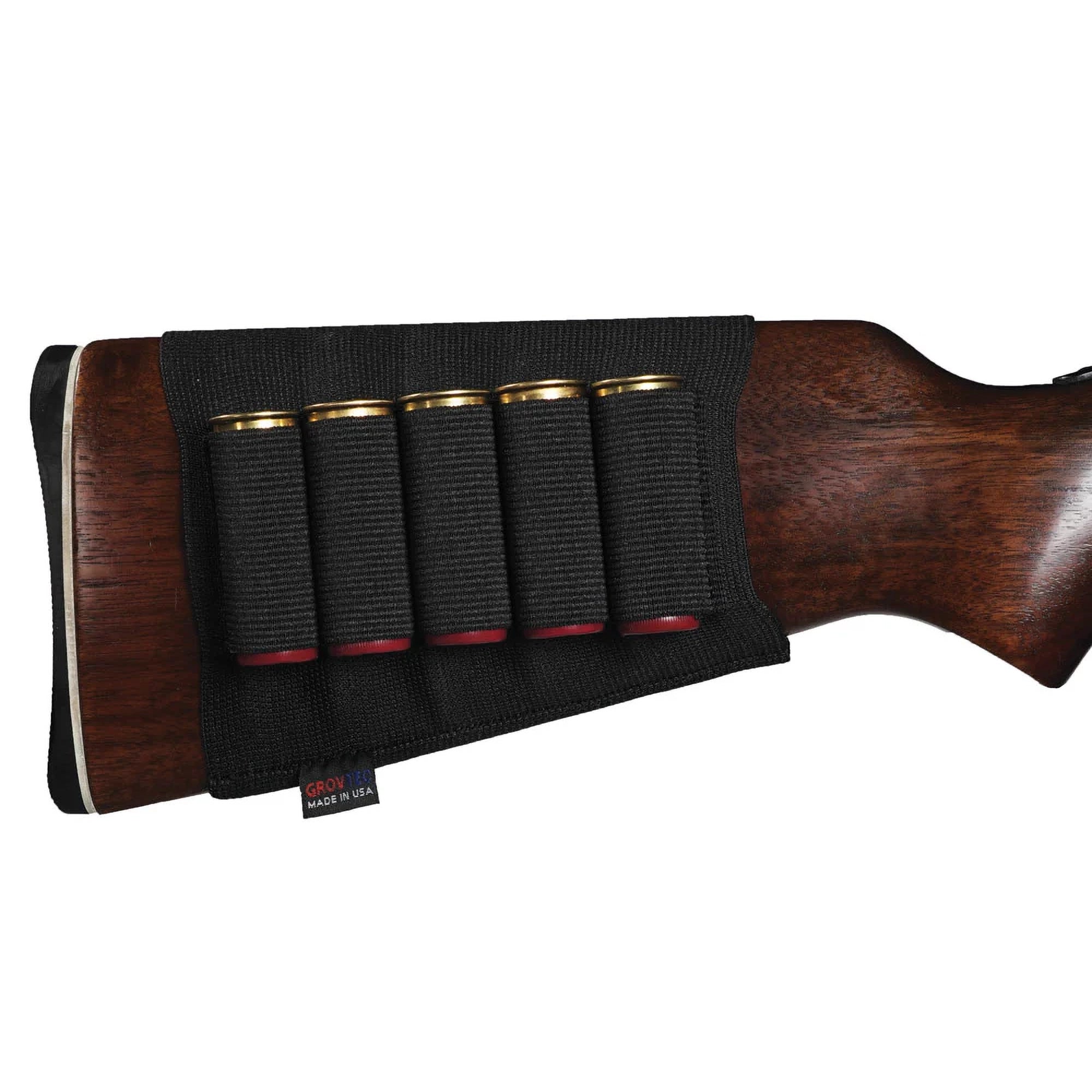 GrovTec Buttstock Cartridge Holder - Open Style Shotgun Shell Carrier for Easy Ammo Access | Hunting, Shooting & Outdoor Sports