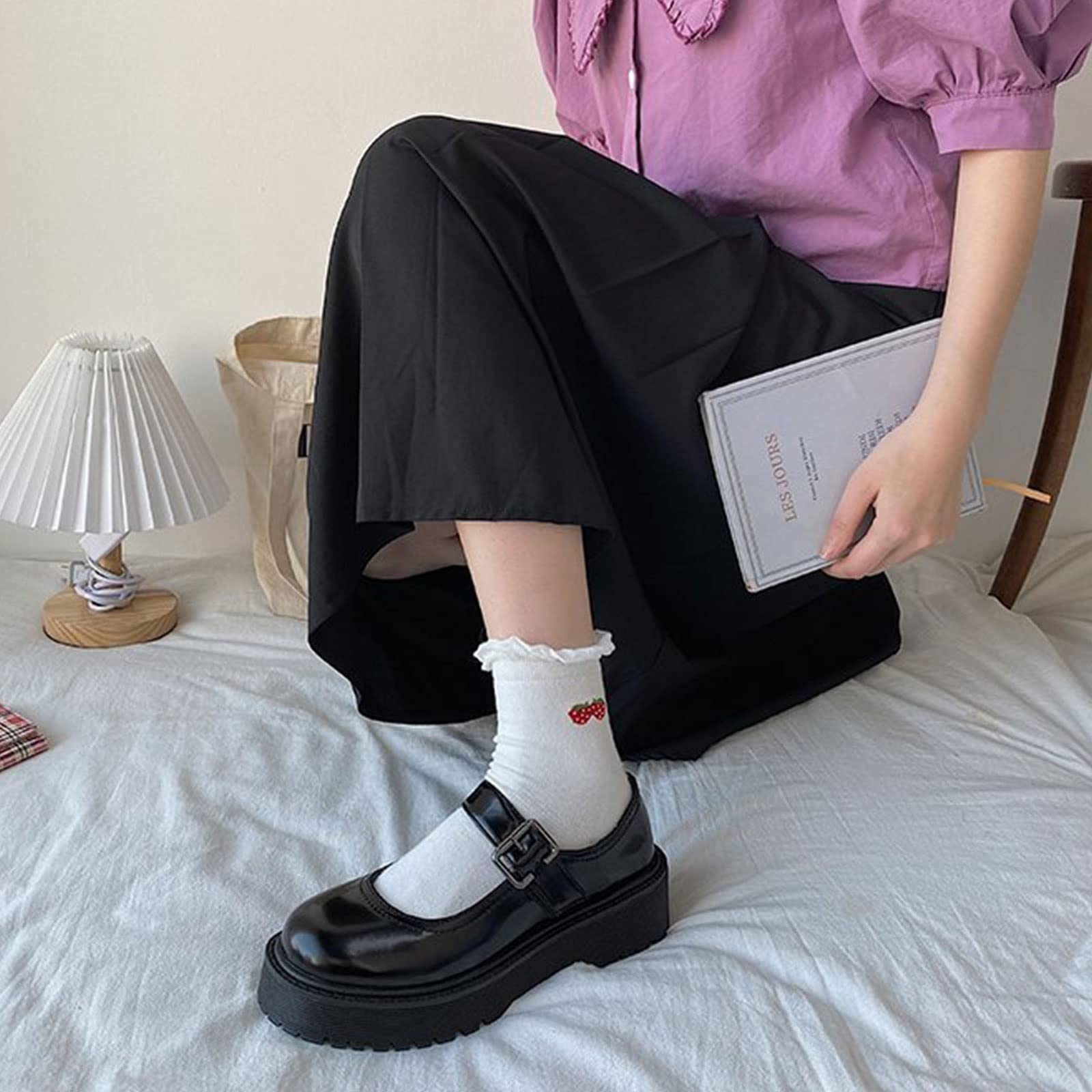 **Black Mary Jane Shoes for Girls - Low Heel Dress Shoes for Kids, Comfortable Party & Wedding Flats - Size 7.5 US - Perfect for Dance Recitals, School Events & Special Occasions**