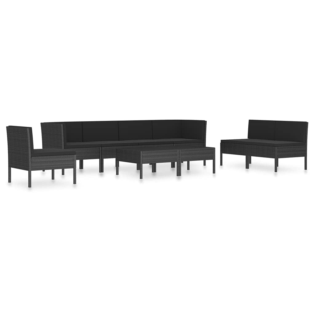 9-Piece Black Poly Rattan Outdoor Patio Furniture Set with Sofa, Coffee Table & Cushions - Durable Garden Lounge Conversation Set for Backyard, Poolside & Deck Relaxation