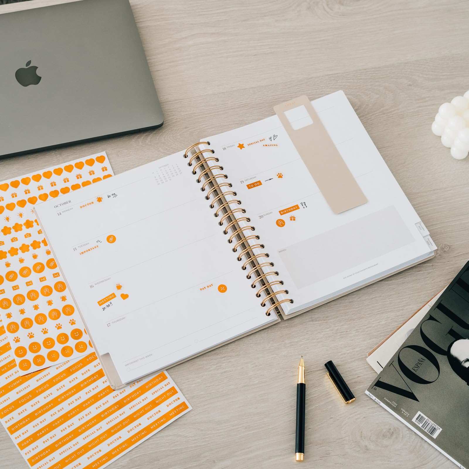 Kokonote 2025 Weekly Planner - Misty Gray Hardcover Diary | 8.3 x 9.8 Inches (21 x 25 cm) | August 2024 - December 2025 Calendar | Includes Stickers & Tabs | Perfect for Office, School & Personal Organization