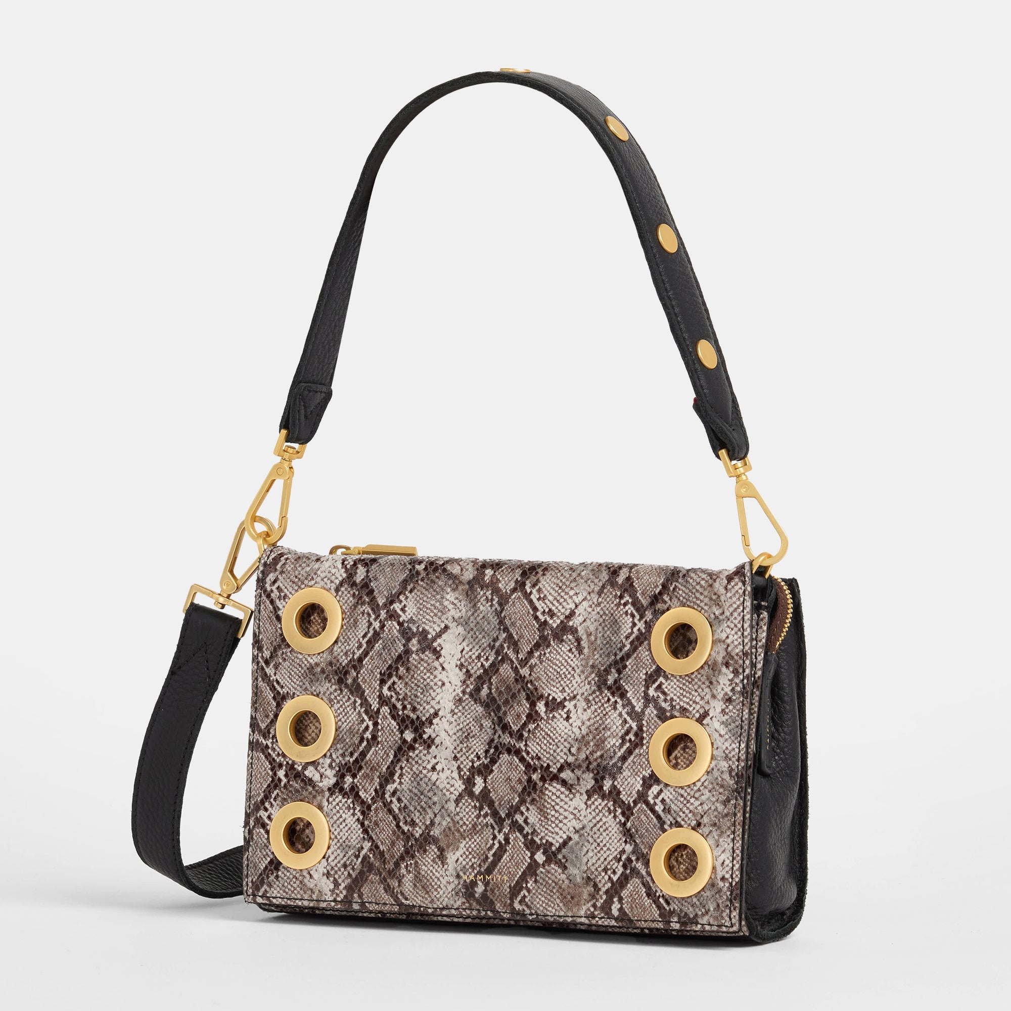 Montana Clutch - Contrast Snake & Brushed Gold Small Crossbody Bag for Women | Fashionable Evening Purse for Parties, Dinner Dates & Special Occasions
