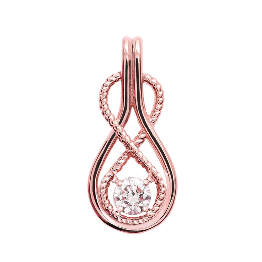10K Rose Gold Champagne Diamond Infinity Rope Pendant Necklace for Women - Elegant Jewelry Gift for Anniversary, Valentine's Day & Special Occasions