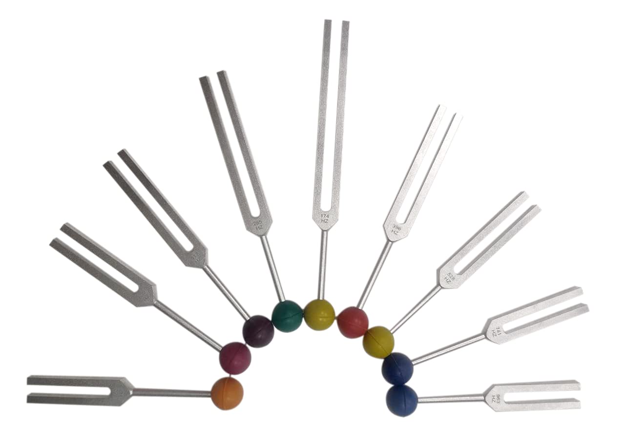 9-Piece Solfeggio Tuning Forks Set with Activator & Carrying Pouch | Sound Healing Therapy Tools for Meditation, Chakra Balancing & Energy Work by Tools For Wellness