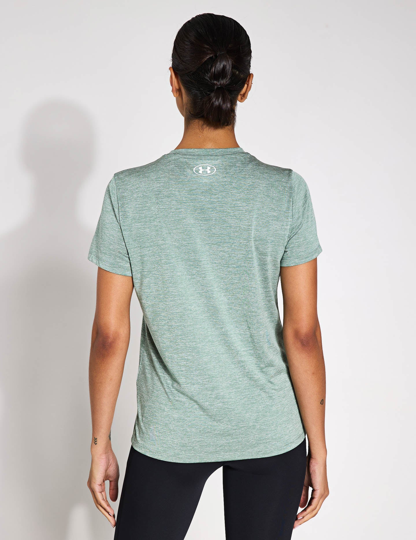 UA Tech Twist Short Sleeve T-Shirt for Men - Moisture Wicking & Breathable Silica Green/White Athletic Top - Perfect for Running, Gym Workouts & Casual Wear