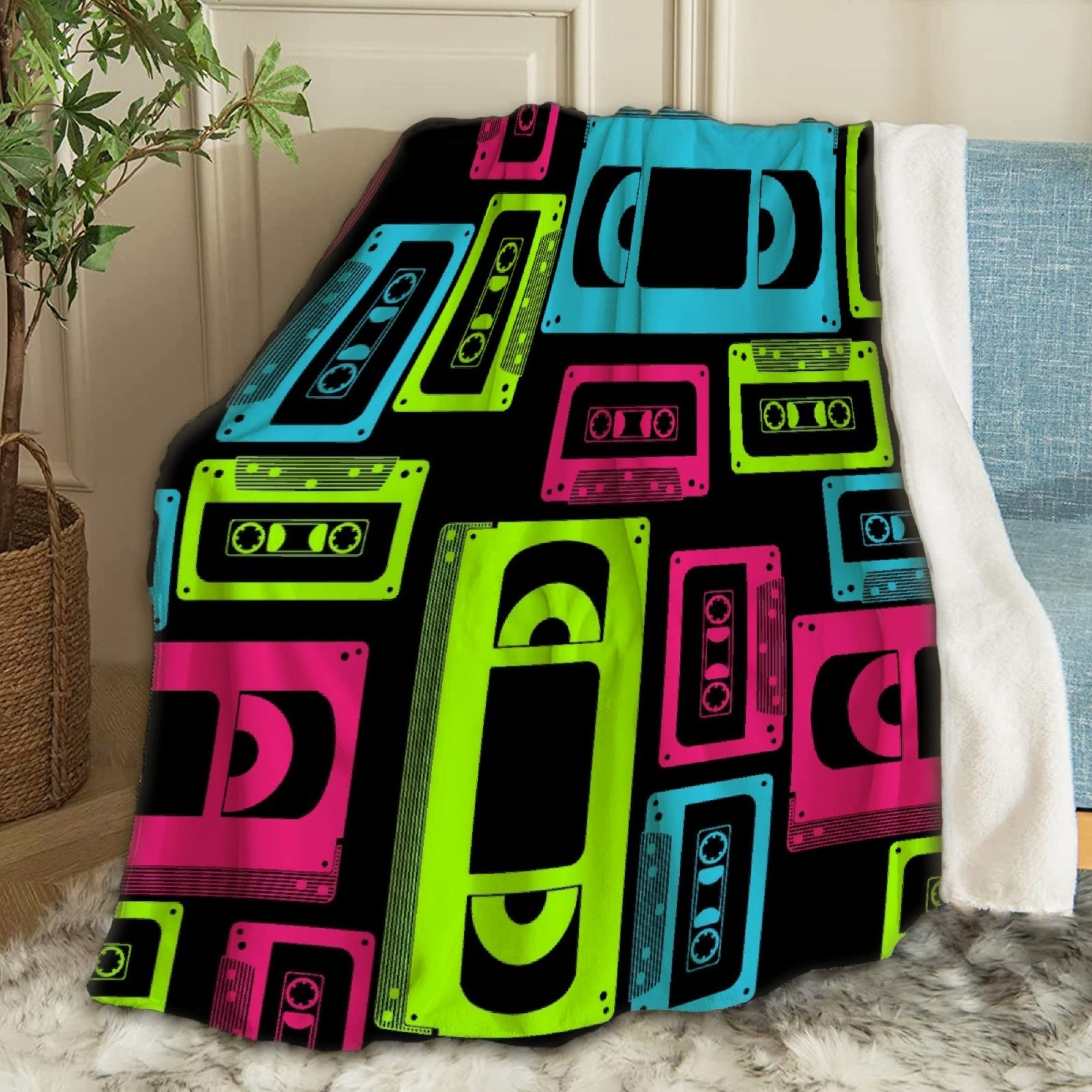 ANIMEBLANKET VHS Cassette Throw Blanket - Super Soft Fleece Blanket for Boys & Girls (120