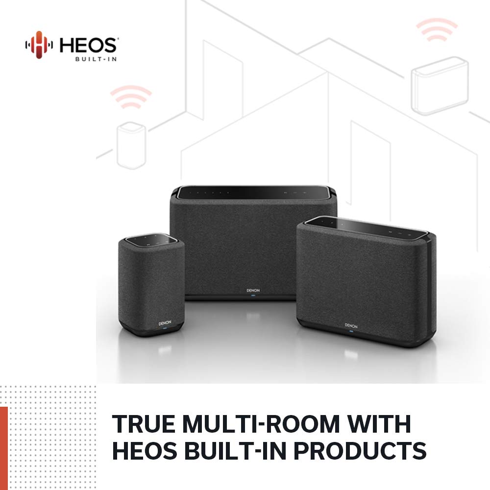 Denon Home 150 Wireless Smart Speaker - Bluetooth & WiFi Enabled, AirPlay 2 Compatible, Built-in Alexa, Google Assistant & Siri Support, HEOS Multiroom Streaming (Black) - Perfect for Home Audio, Parties & Office Music