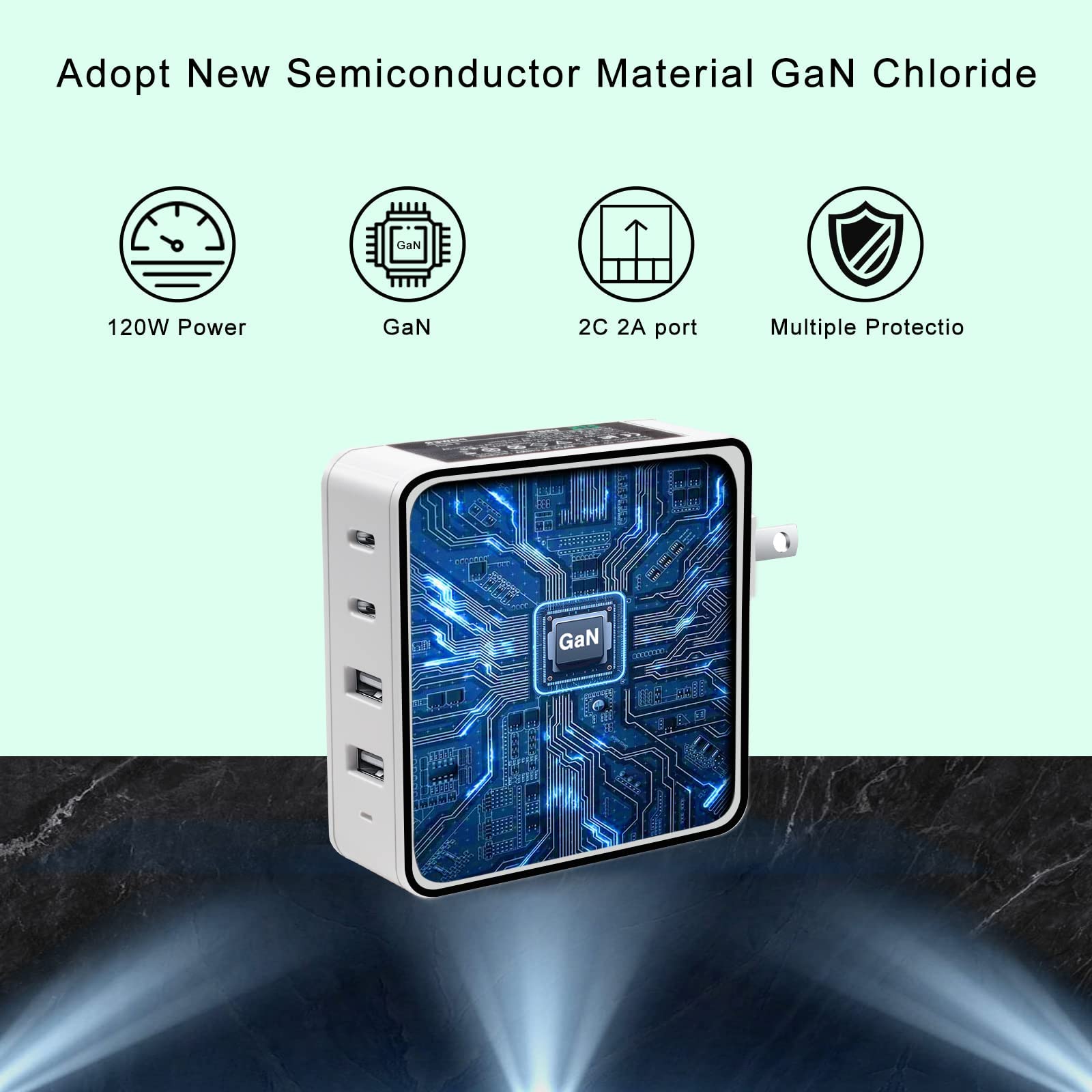 DTK 120W USB C Wall Charger Fast Charging Block Plug, 4-Port PD Charging Station for iPhone 15/14/13, Samsung Galaxy, iPad, MacBook - Perfect for Home, Office & Travel