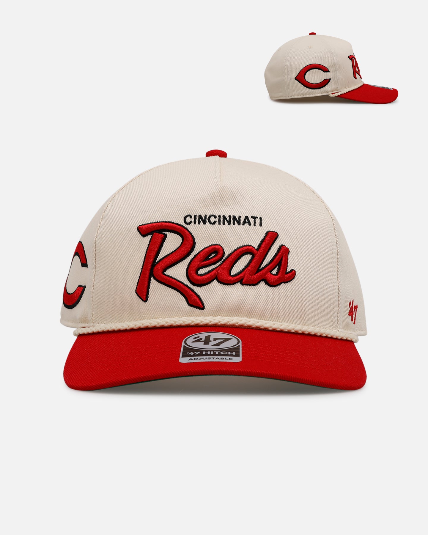 47 Brand Cincinnati Reds MLB Opening Day Script Hitch Snapback Hat - Adjustable Baseball Cap for Men & Women - Perfect for Baseball Games, Sports Events & Casual Wear