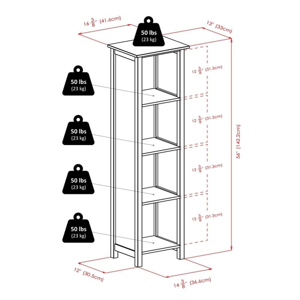 Winsome Wood Milan 5-Piece Storage Shelf with 4 Foldable Woven Baskets in Walnut - Space Saving Organizer for Bedroom, Living Room & Office