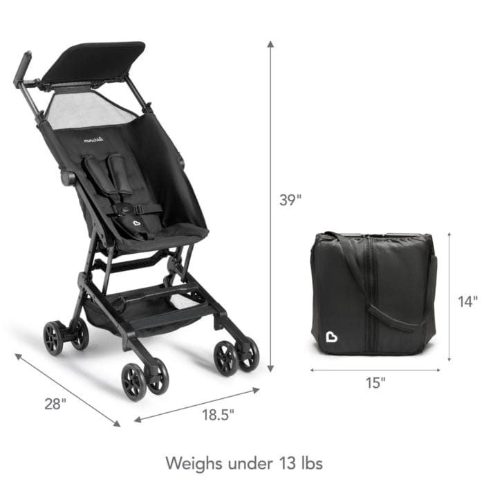 Munchkin Sparrow Ultra Compact Lightweight Stroller - Black | Perfect for Travel, Shopping & Everyday Use
