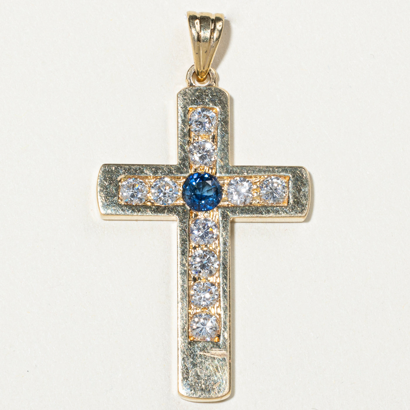 1.67ctw Diamond & Sapphire Cross Pendant Necklace - 0.48ct Genuine Gemstones, 14K Gold Religious Jewelry for Women - Perfect for Baptism, Confirmation & Special Occasions