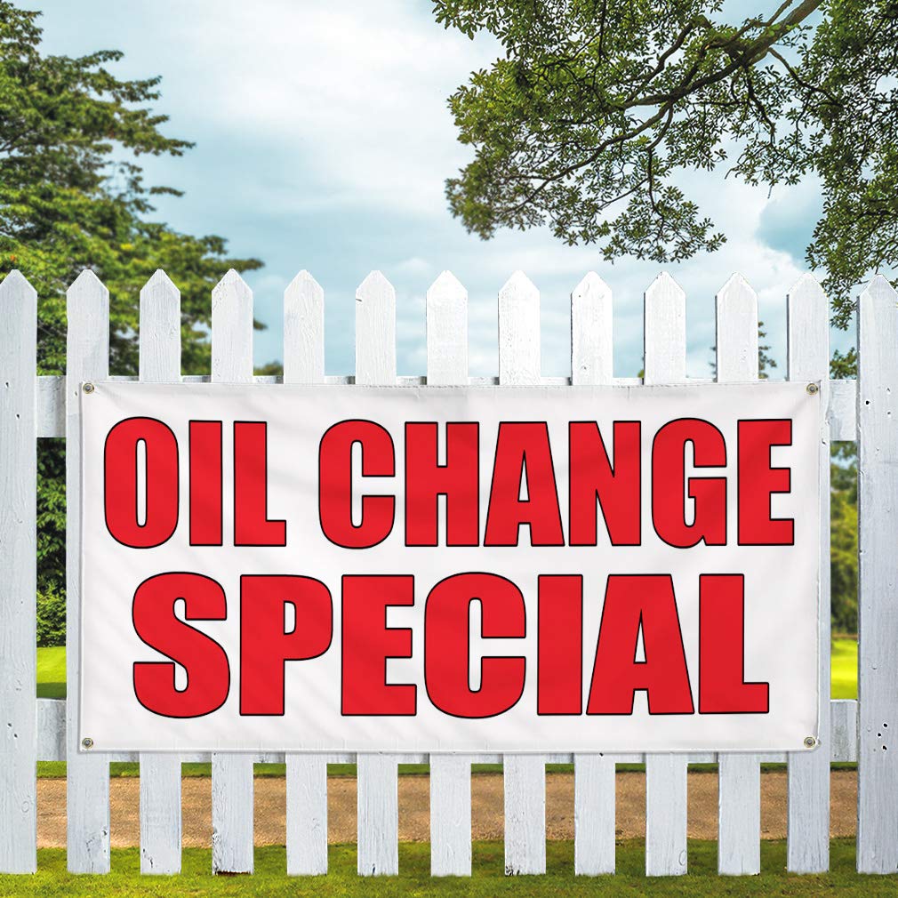 Premium Vinyl Banner - 48x96 Inches, Weatherproof & Durable for Auto Body Shops, Car Repair Businesses - Oil Change Special Signs with 8 Grommets - Ideal for Outdoor Advertising, Yard Signs & Industrial Use