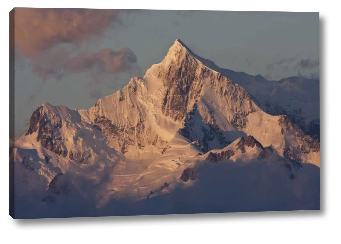 Bill Young South Georgia Snowy Mountain Peak at Dawn - 10x16 Inch Canvas Wall Art Print Gallery Wrapped - Ready to Hang - Perfect for Living Room, Bedroom & Office Decor