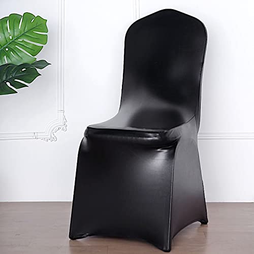 25-Piece Black Metallic Banquet Chair Covers - Stretchable Spandex Slipcovers for Wedding, Party & Reception Decor - Elegant Event Seating Solution