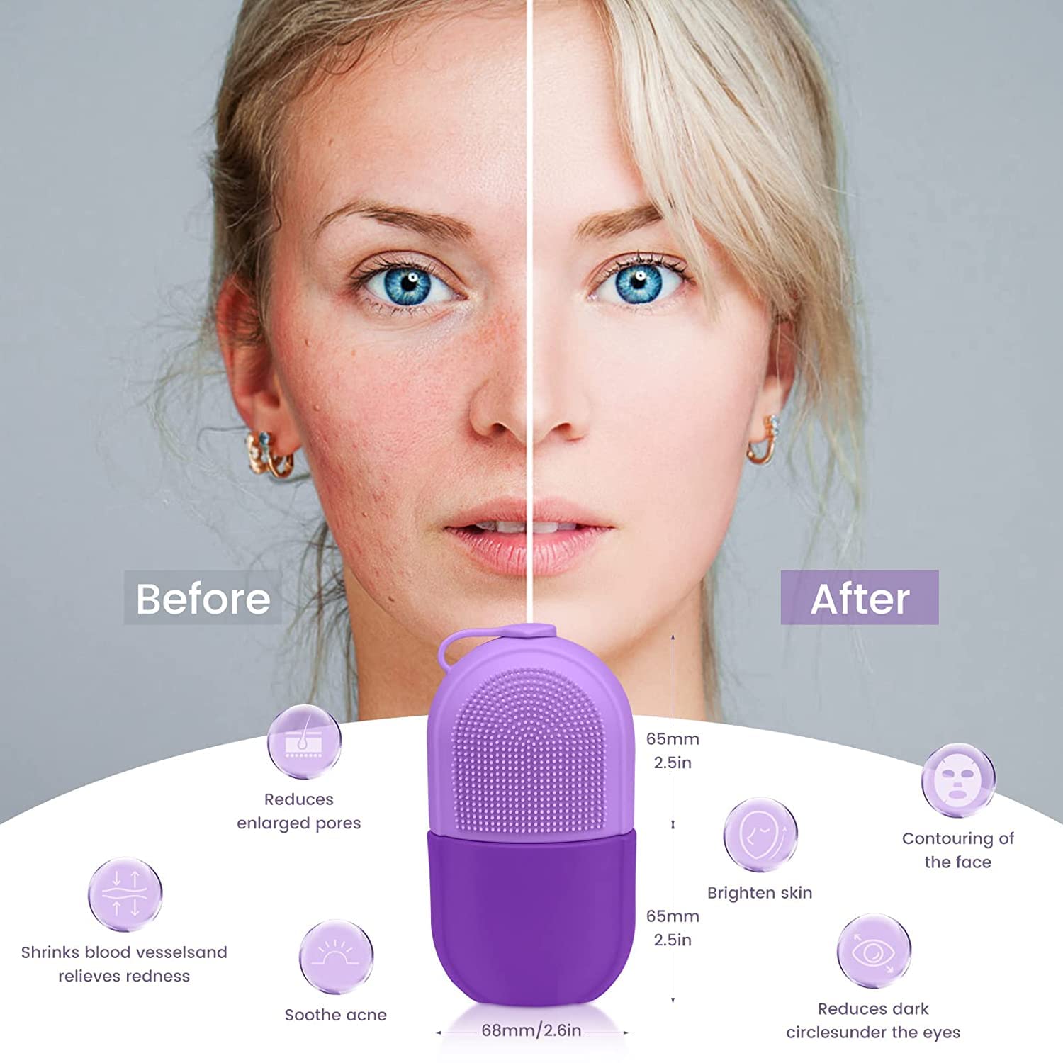 XSKY Silicone Ice Face Roller for Skin Care - Reusable Facial & Eye Ice Mold to Tone Skin, Reduce Puffiness, Acne & Hydrate - Perfect for Morning Routine, Spa & Relaxation at Home