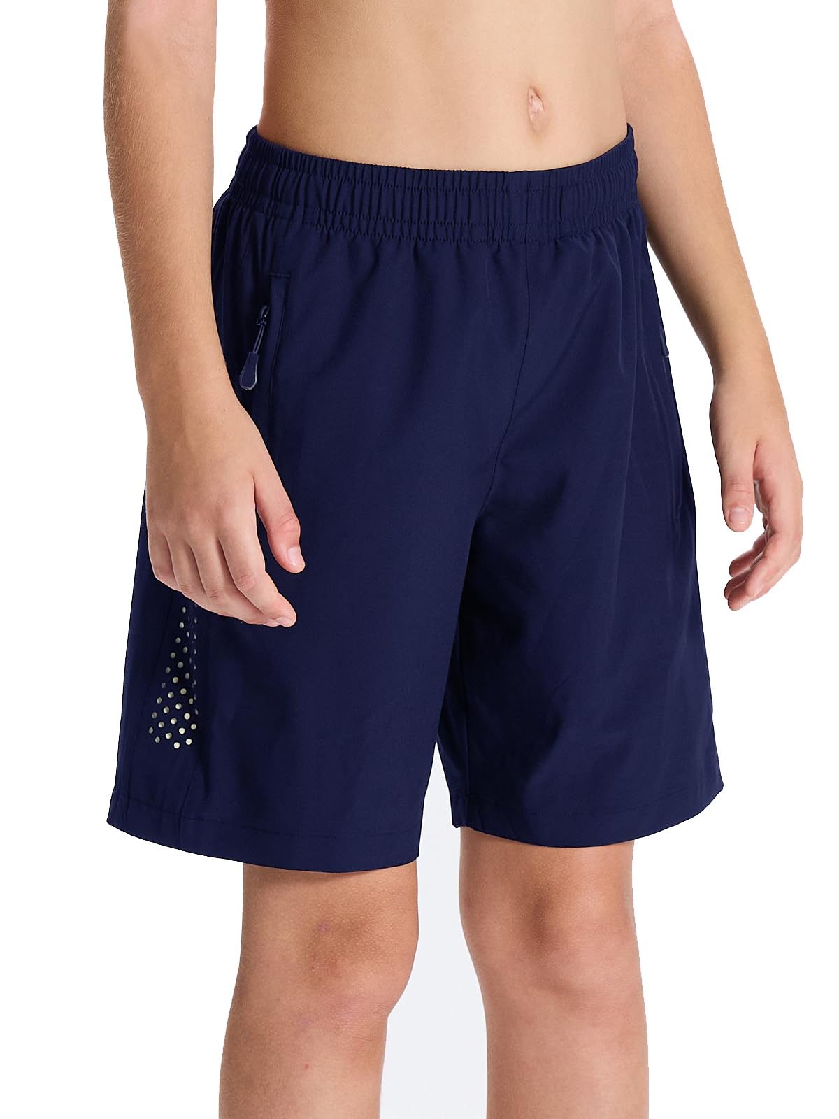 DEVOROPA Youth Boys Athletic Running Shorts - Lightweight Quick Dry Sports Shorts for Workout, Gym & Hiking with Zip Pockets & UPF 50+ Sun Protection - Perfect for Outdoor Activities & Summer Sports