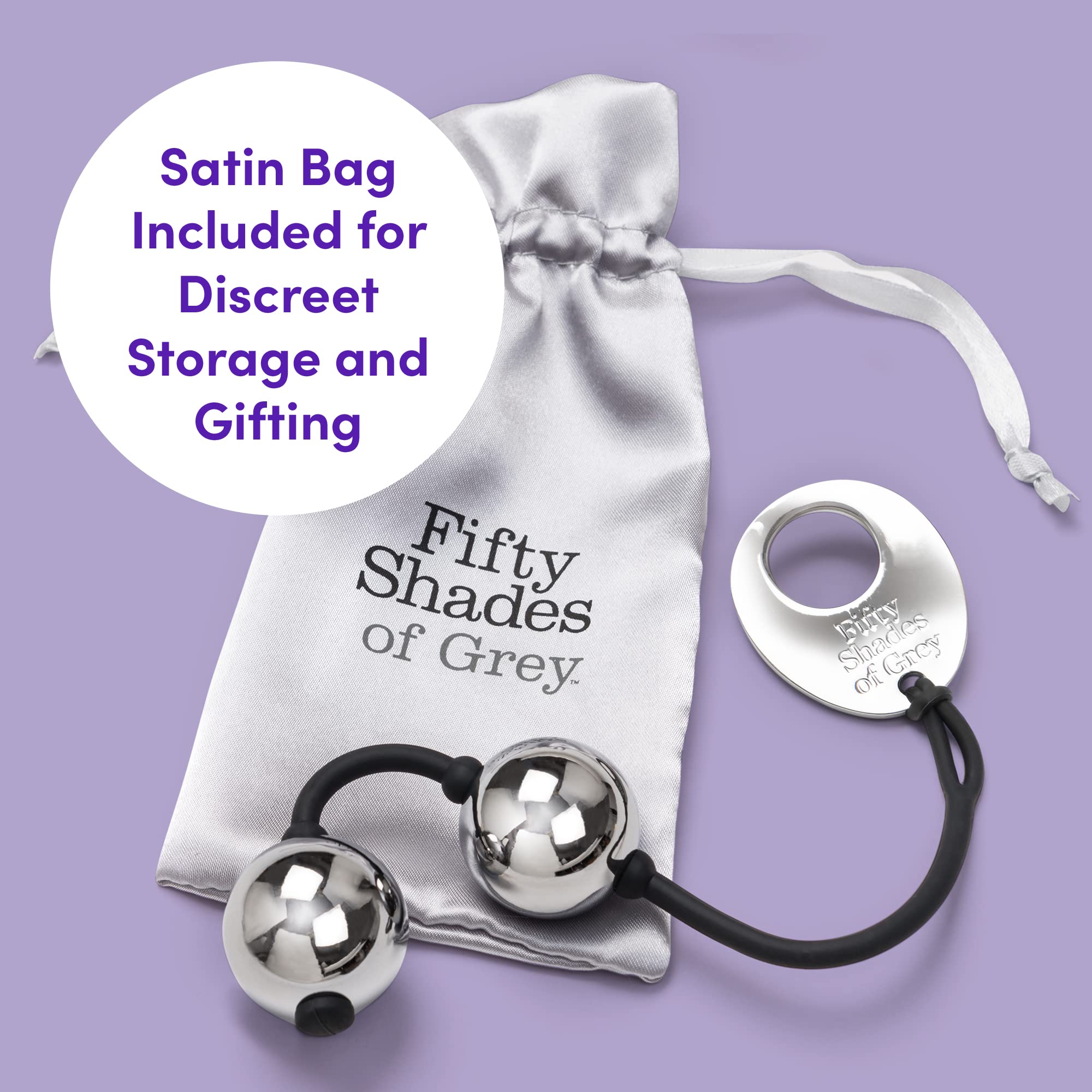 Fifty Shades of Grey Inner Goddess Silver Kegel Balls - 221g Weighted Vaginal Exercise Weights for Women's Pelvic Floor Strength Training - Perfect for Postpartum Recovery & Sexual Wellness