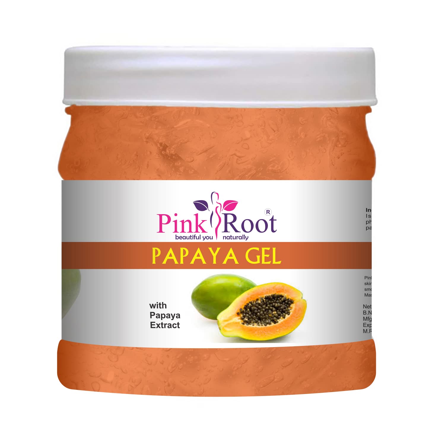 PR Pink Root Papaya Gel with Natural Papaya Extract - 500gm for Skin Brightening & Hydration - Perfect for Face, Body & Hair Care