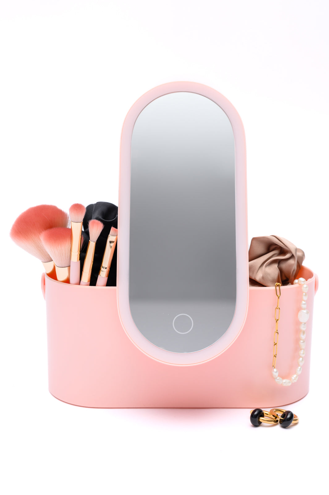 Portable Beauty Storage Organizer with LED Mirror - Perfect for Travel, Makeup Vanity & Home Decor