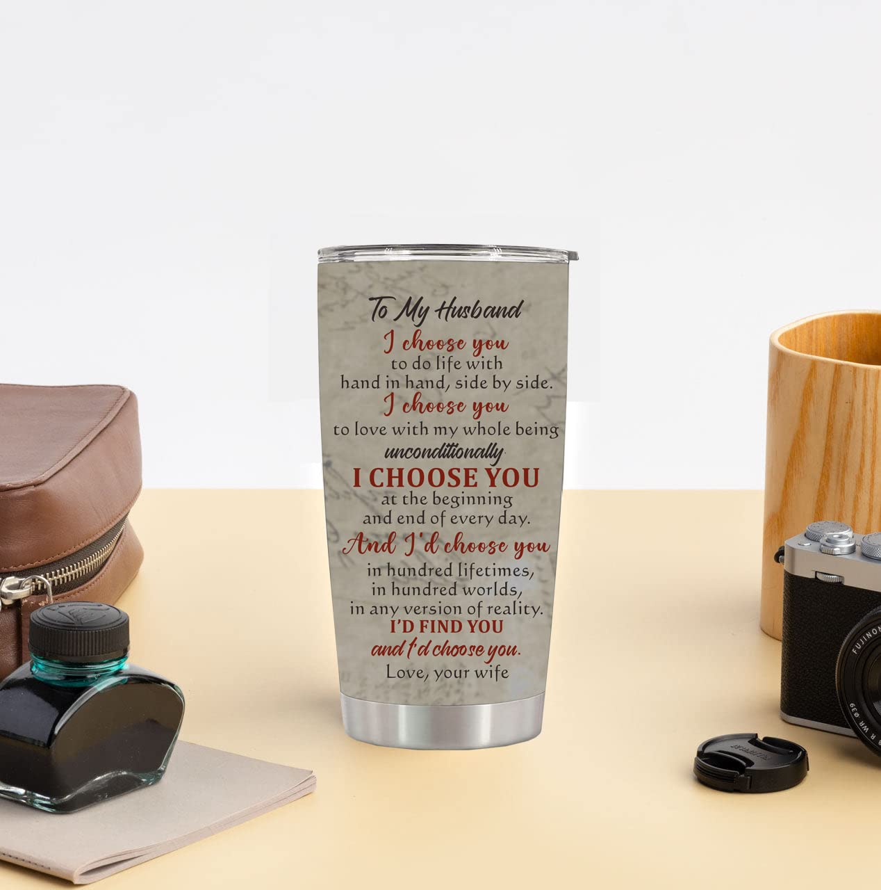 20oz Tumbler for Husband - Valentine's Gift from Wife for Anniversary & Birthday - Perfect for Coffee & Travel