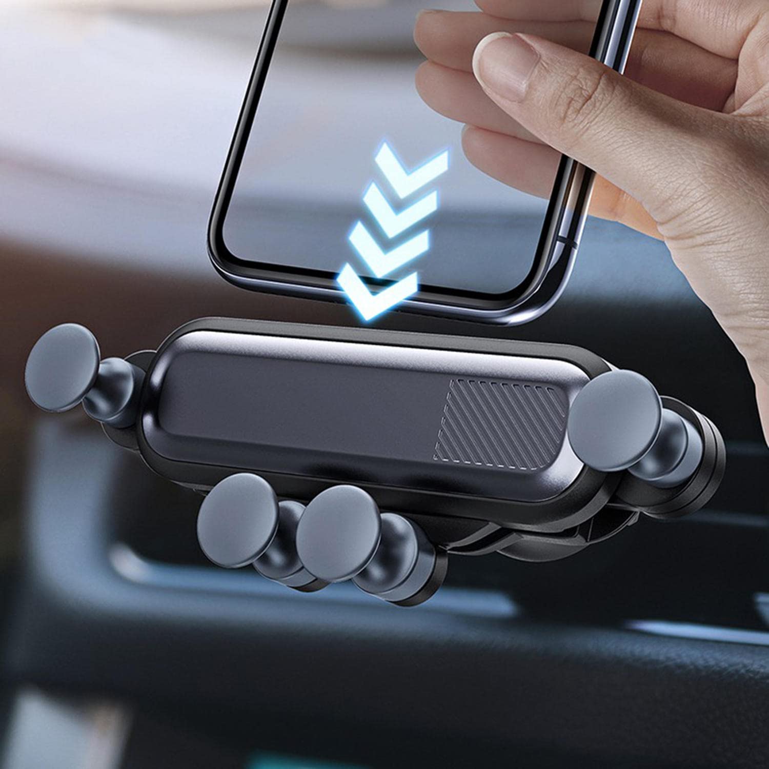 Universal Car Phone Holder Mount - Adjustable Gravity Phone Stand for iPhone, Samsung, Huawei, Xiaomi, Redmi & LG - Secure Smartphone GPS Car Mount for Hands-Free Driving & Navigation