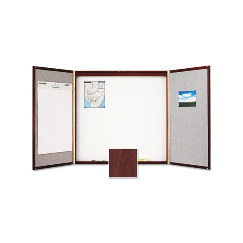 Premium Porcelain Magnetic Whiteboard Cabinet with Bulletin Board Doors - 48