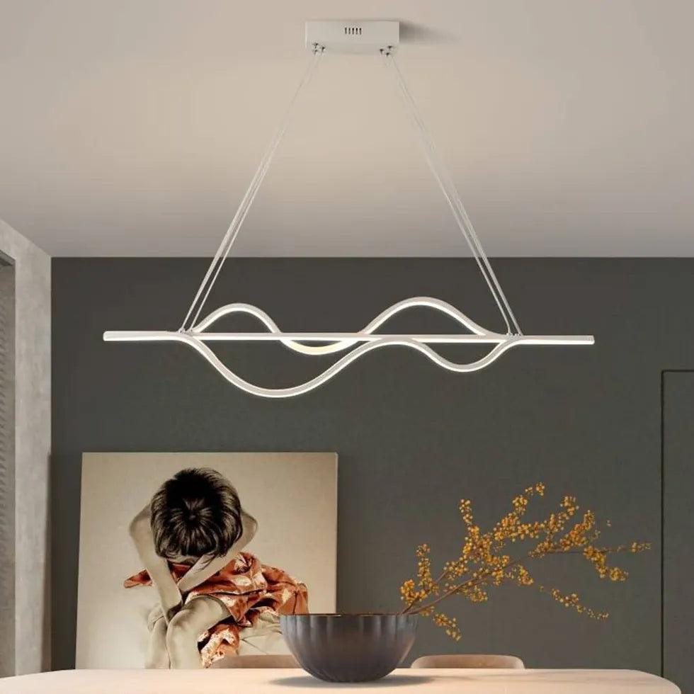 Modern Black Curved Pendant Light for Dining Room - Elegant Hanging Fixture for Kitchen Island, Breakfast Nook & Restaurant Decor