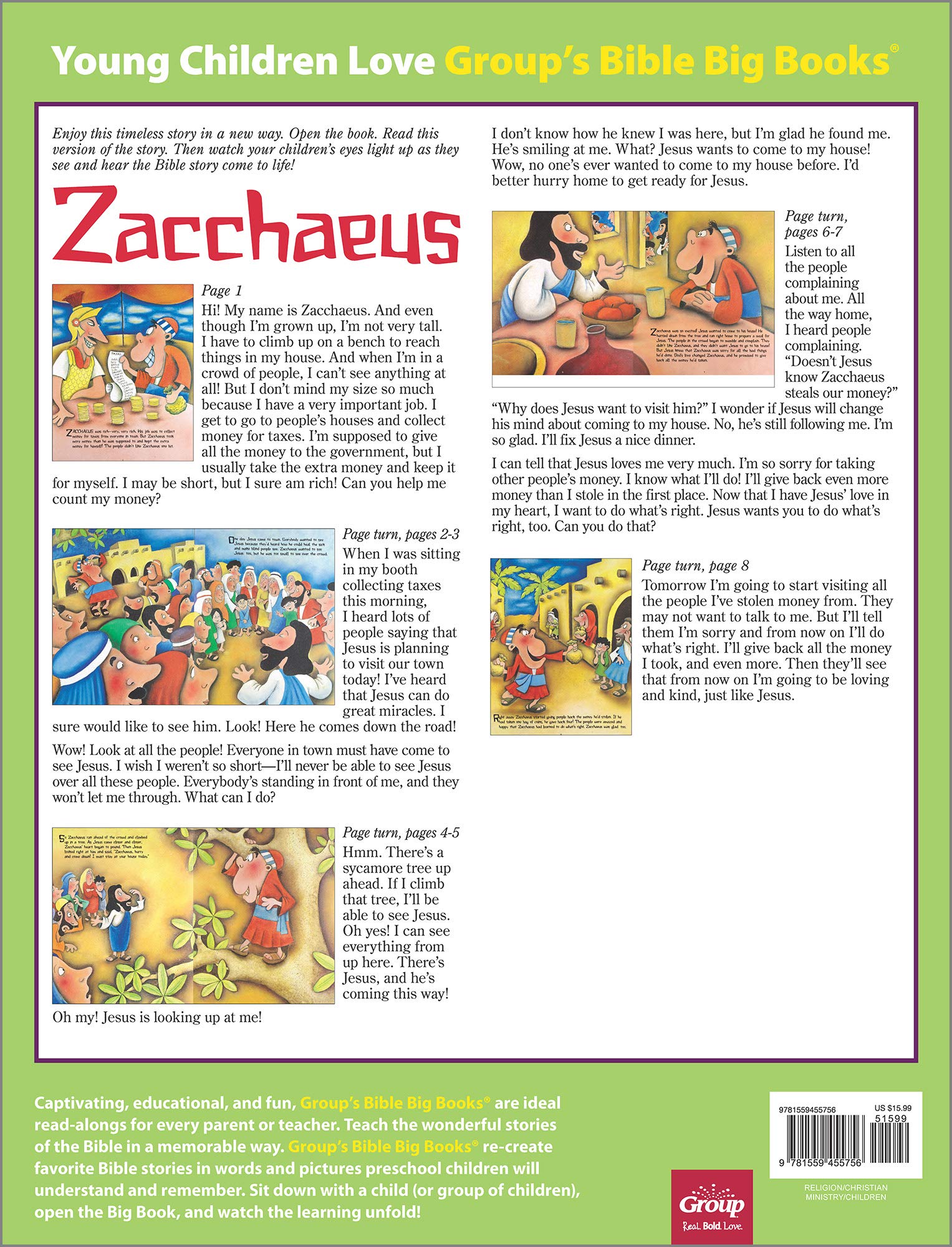 Bible Big Books: Zacchaeus - Large Print Bible Story Book for Kids, Sunday School & Christian Education - Perfect for Storytime, Gifts & Home Devotionals