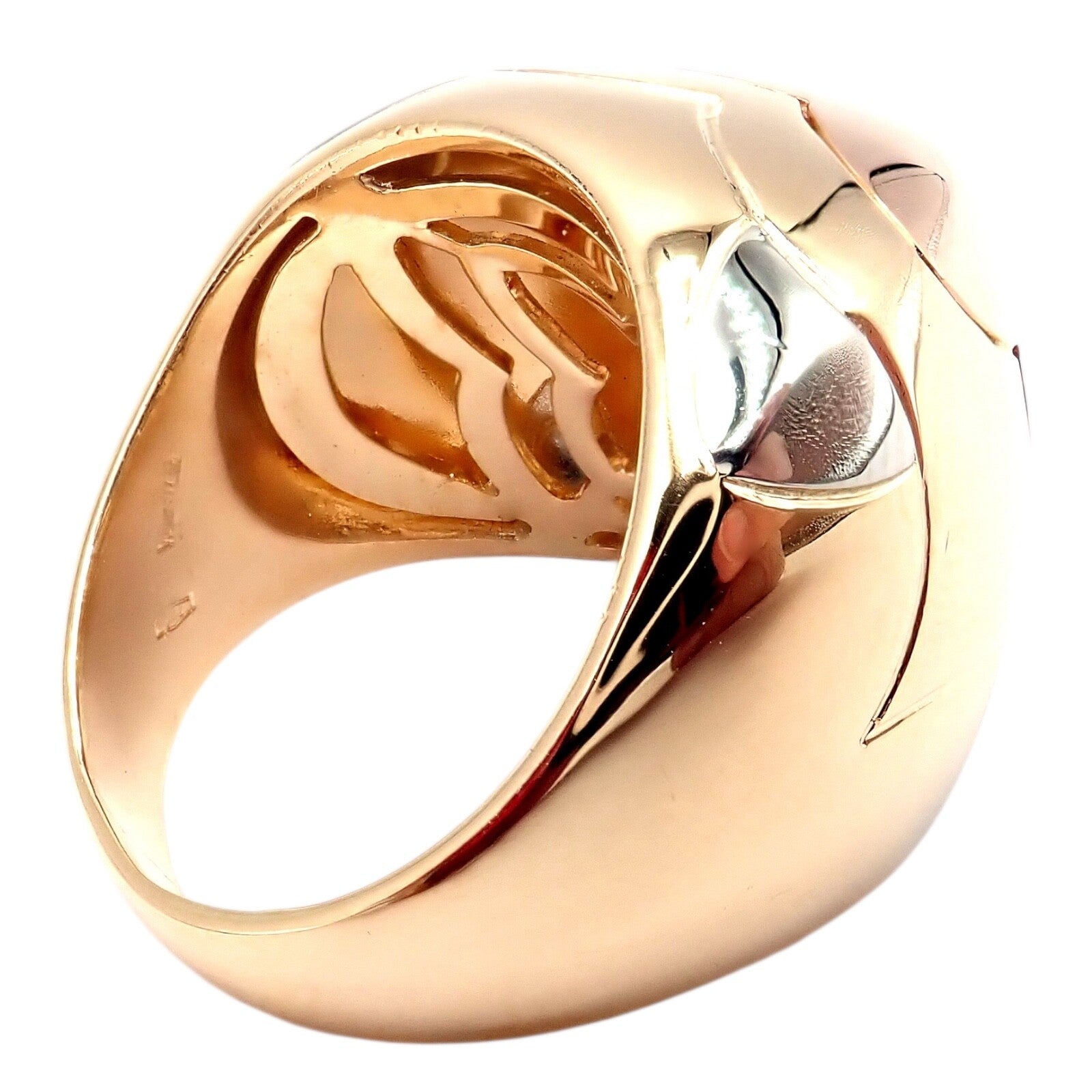 Authentic Bvlgari 18k Yellow White Rose Gold Tricolor Pyramid Ring - Size 6 | Luxury Statement Jewelry for Weddings, Parties & Special Occasions