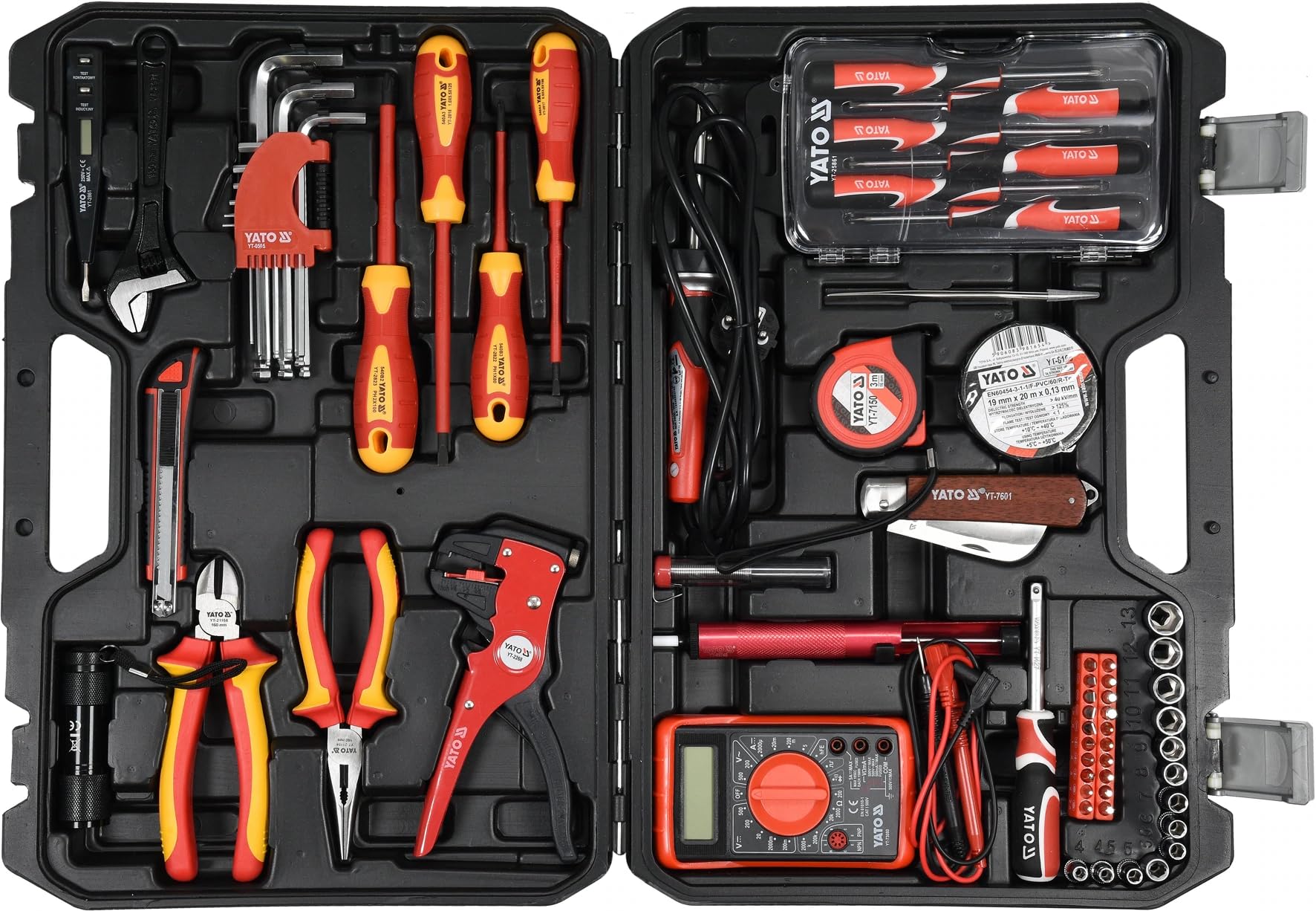 YT-39009 - 68 Piece Professional Electrician Tool Set for Home Repairs & DIY Projects | Complete Electrical Repair Kit with Pliers, Screwdrivers & Wire Cutters | Perfect for Electricians, Handymen & Homeowners