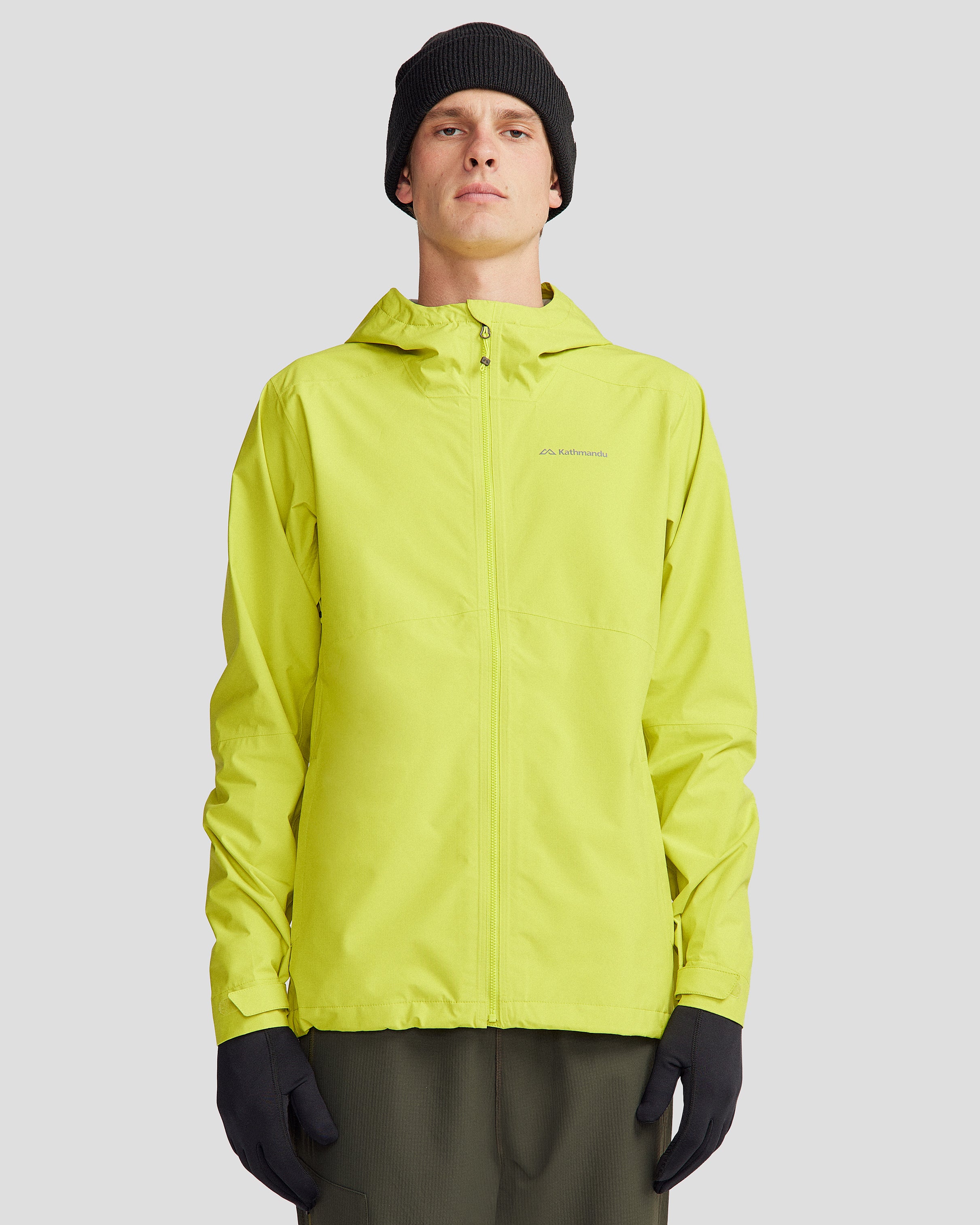 Men's Waterproof Trailhead Stretch 2.5L Rain Jacket - Lightweight Hiking Windbreaker with Hood (Bright Moss Green) - Perfect for Outdoor Adventures, Camping & Mountain Climbing