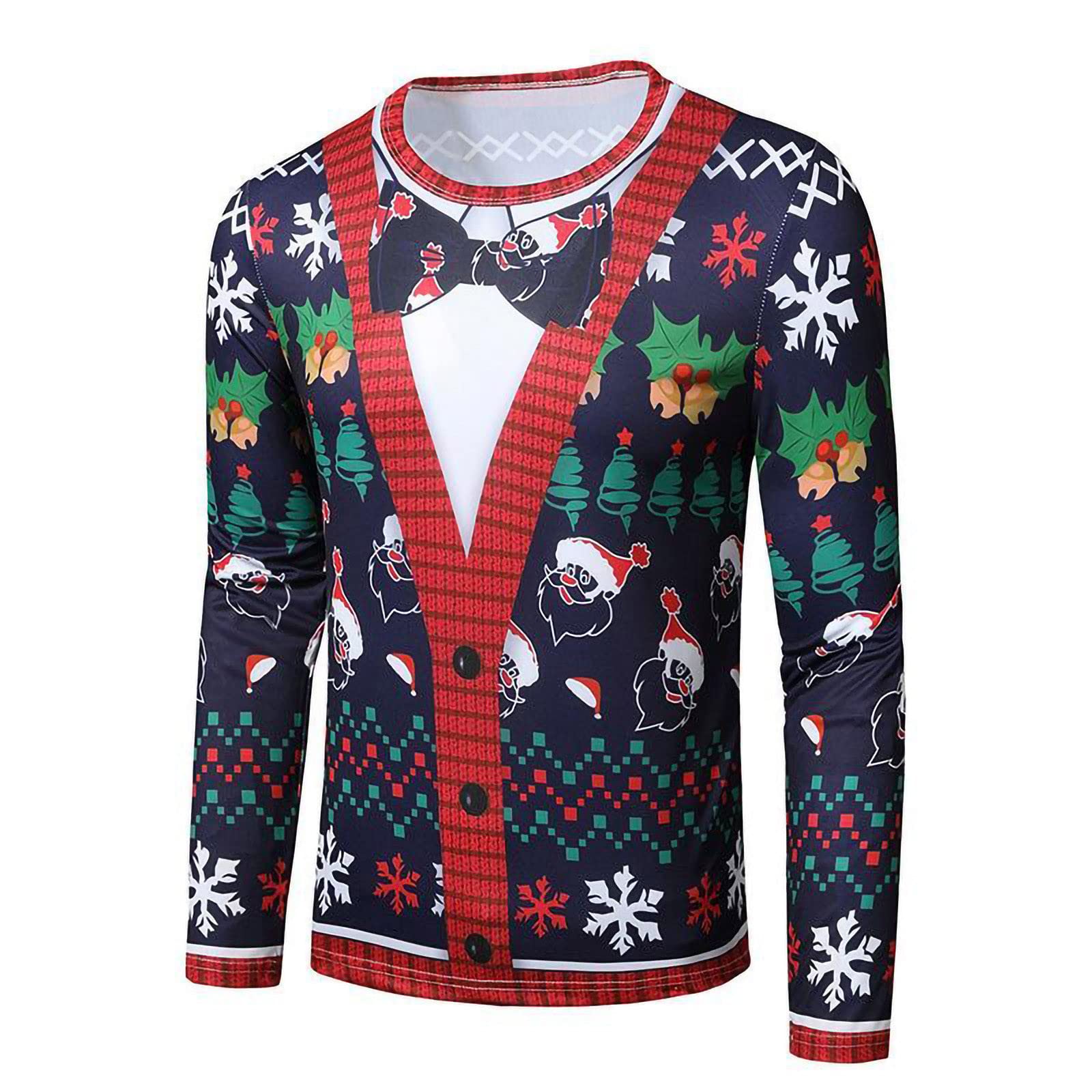 Funny Christmas Sweatshirt for Men - Ugly Xmas Graphic Pullover with Santa, Reindeer & Snowman Design - Cozy Holiday Sweater for Parties, Gifts & Festive Gatherings