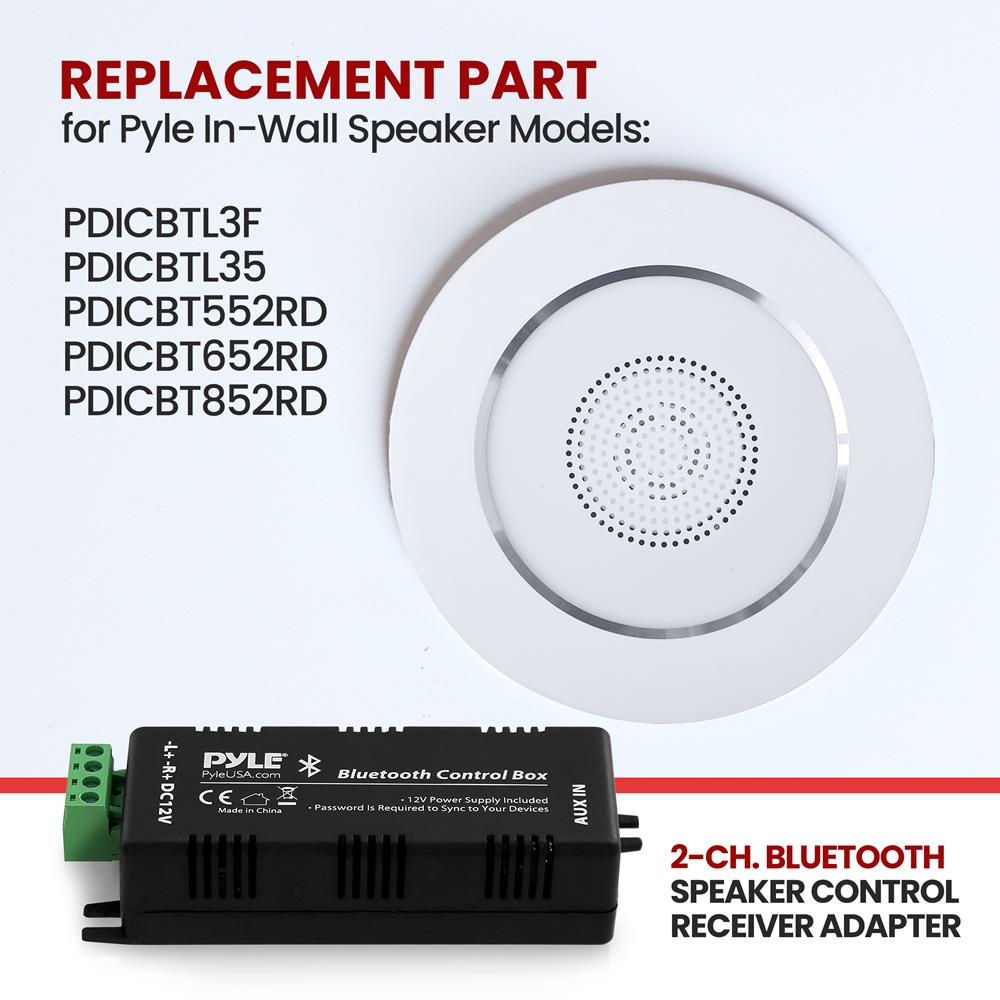 2-Channel Bluetooth Speaker Control Receiver - Wireless Audio Streaming for Home, Office & Outdoor Use