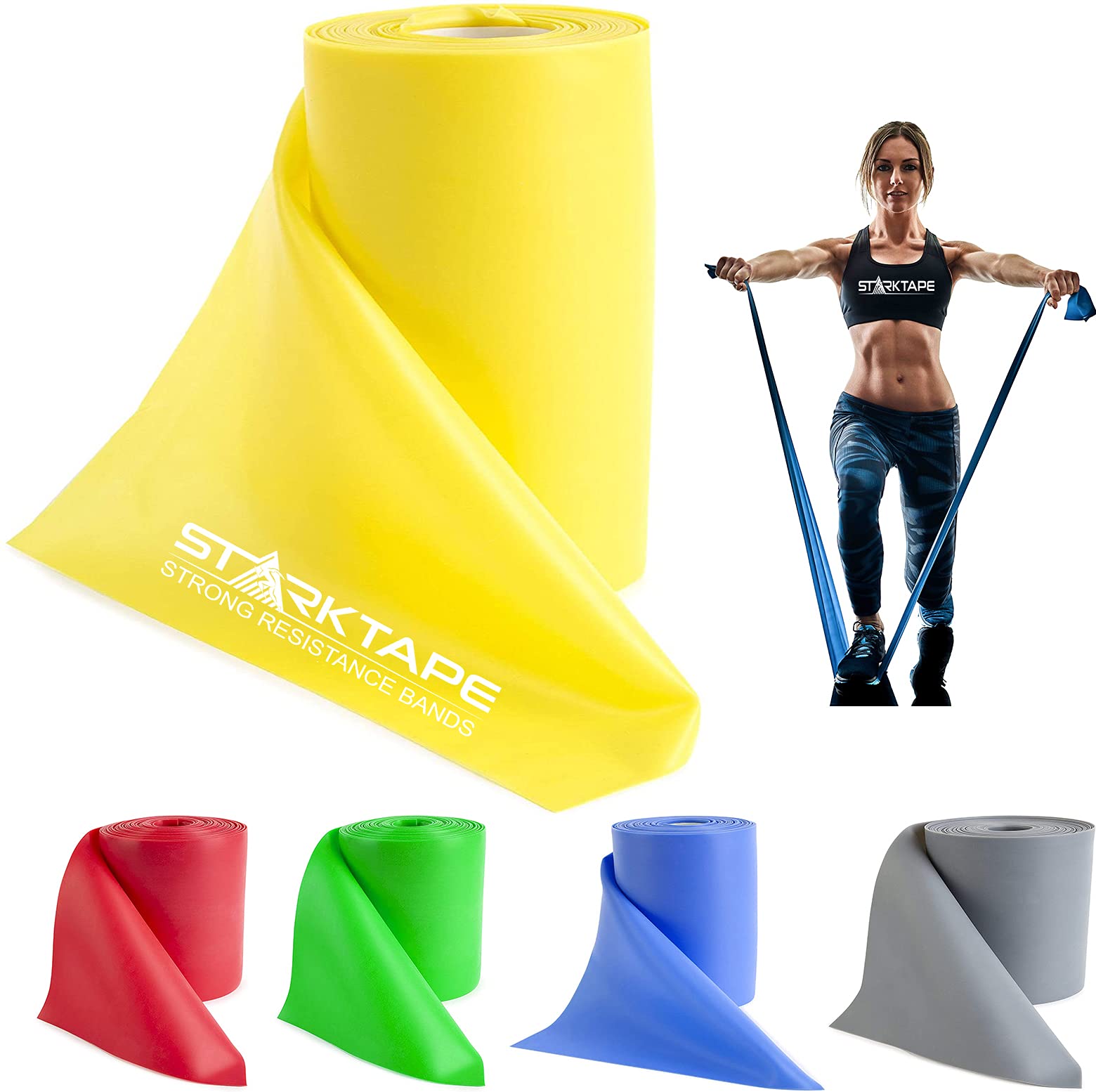 Premium Resistance Bands Set - 8, 16, 25, 50 Yards Bulk Rolls | Latex-Free Elastic Therapy Bands | Scent & Powder Free | Ideal for Home Workouts, Yoga, Pilates, Gym Training & Physical Rehabilitation | Perfect for Strength Training, Stretching & Recovery Exercises