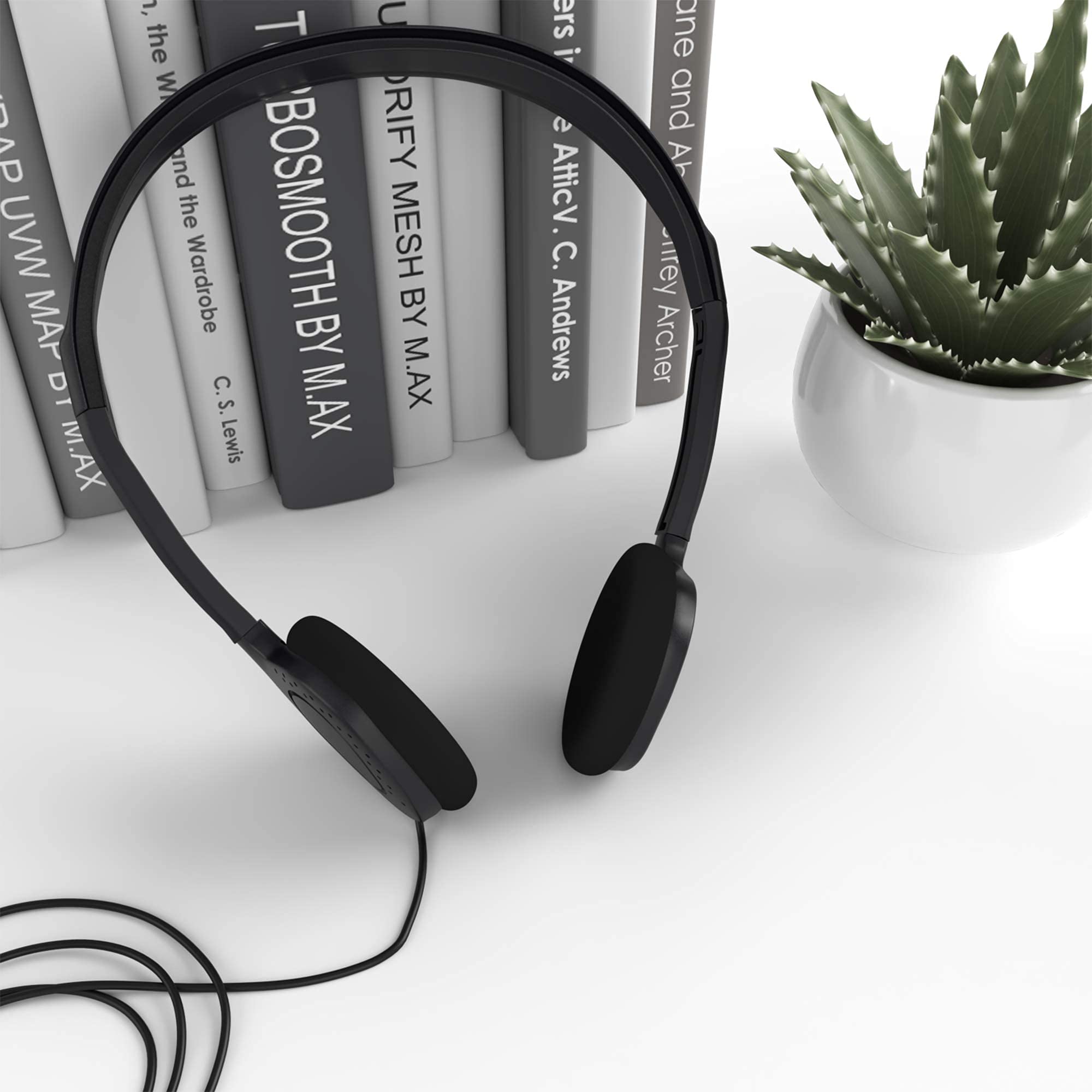 Bulk Headphones 200 Pack - 3.5mm Wired Earphones with Tangle-Free Cord - Black - Perfect for Schools, Gyms, Libraries & Call Centers