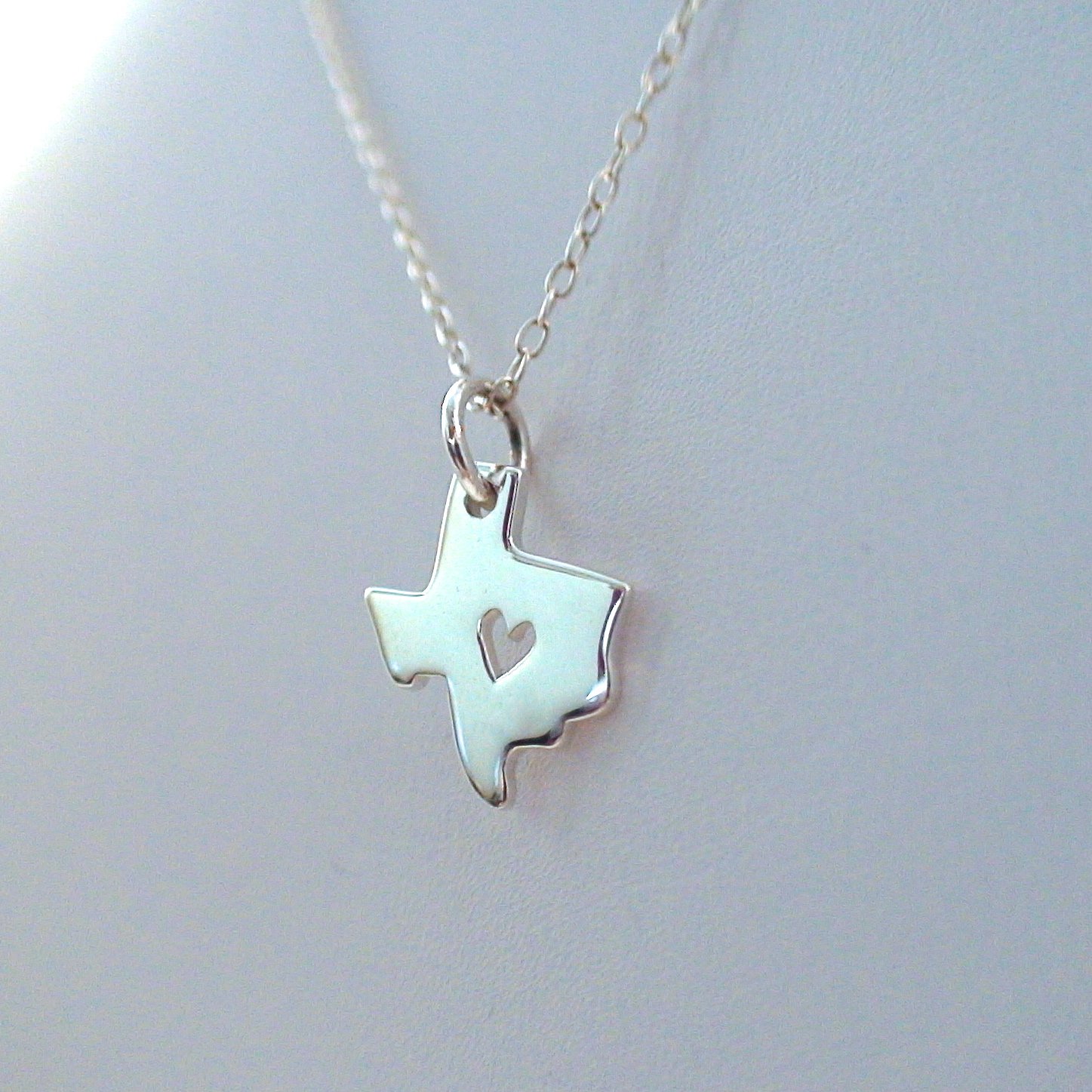 Texas State Heart Charm Necklace - 18 Inch Sterling Silver Pendant for Women | Perfect for Gifts, Anniversaries & Texas Pride