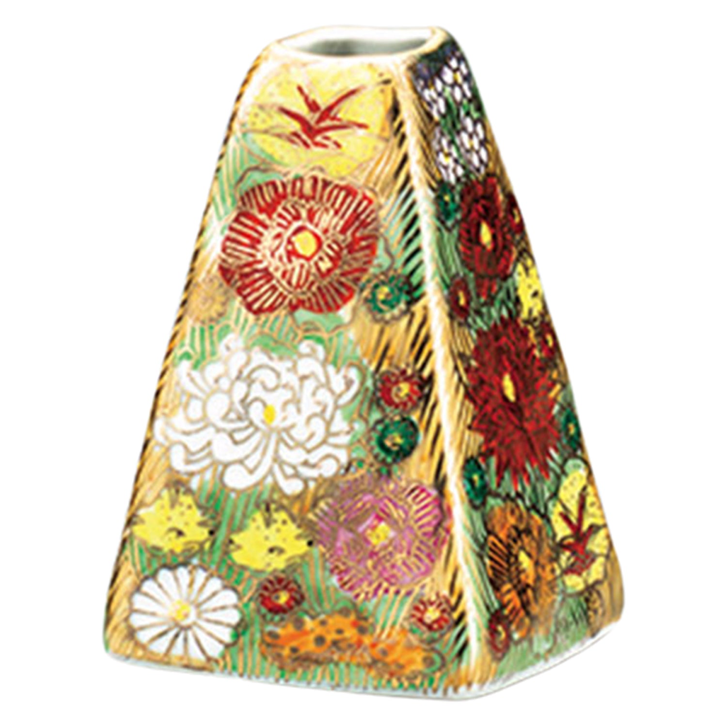 Kutani Ware Porcelain Single Flower Vase Kinhanazume - Japanese Handcrafted Ceramic Vase for Home Decor, Wedding Centerpiece & Luxury Gift