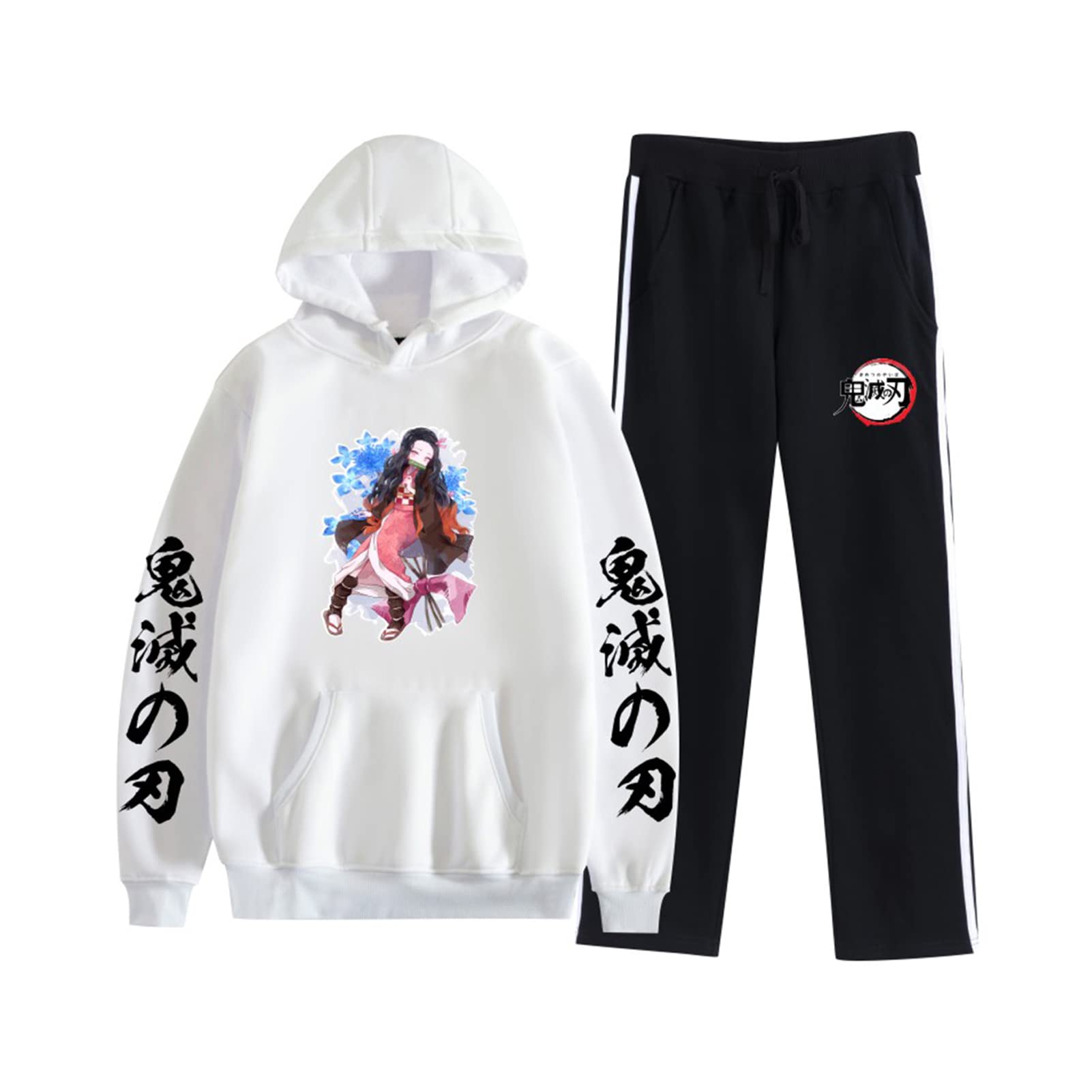 Unisex Demon Slayer Anime Hoodie & Sweatpants Set - Manga Inspired Casual Sweatsuit for Men & Women - Perfect for Cosplay, Conventions, and Everyday Wear