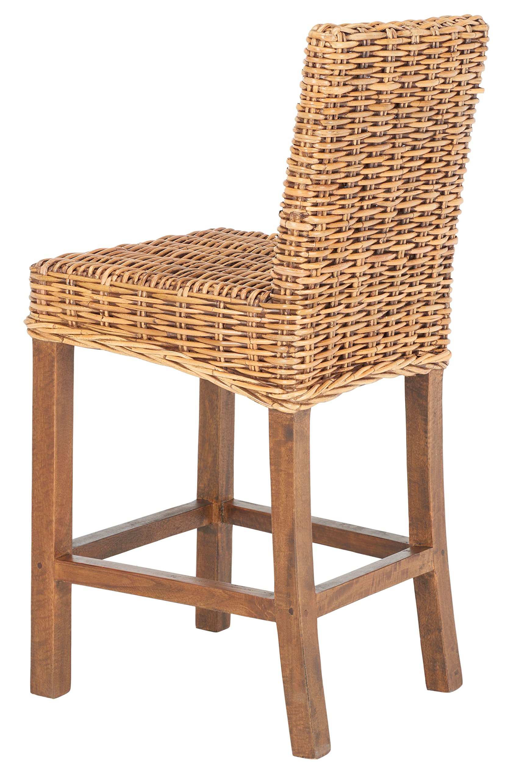 SAFAVIEH Home Tobie Honey Brown Wash Rattan 24-inch Counter Stool - Modern Bar Stool for Kitchen Island, Breakfast Nook & Dining Room Decor