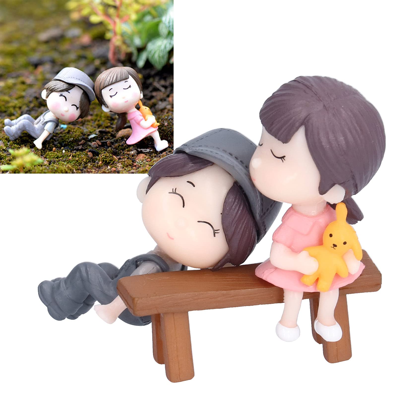 FIYO Couple Doll Ornaments - Cute Cartoon Mini Kissing Figurines for Car & Home Decor, Perfect Valentine's Day & Birthday Gifts for Couples (Men & Women) | Romantic Car Dashboard Decor & Sweet Home Accent