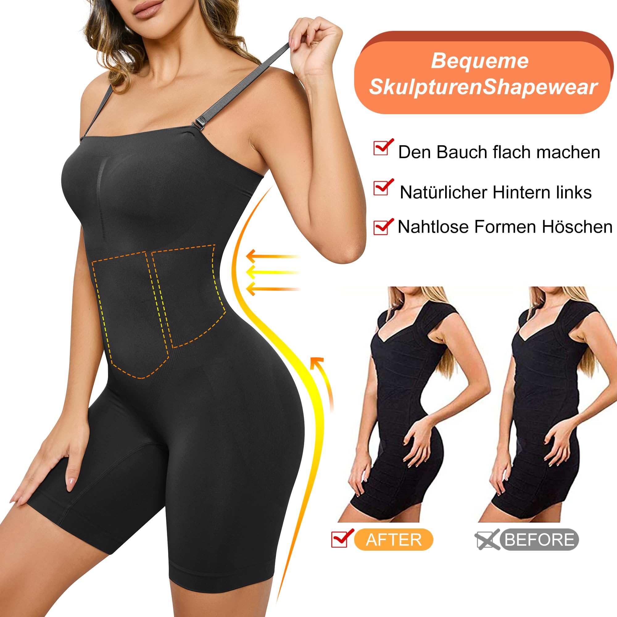 FXTYK Women's Strapless Shapewear Bodysuit - Tummy Control & Full Body Sculpting with Adjustable Detachable Shoulder Straps | Seamless Slimming Shorts for Wedding, Evening Dress, and Everyday Wear