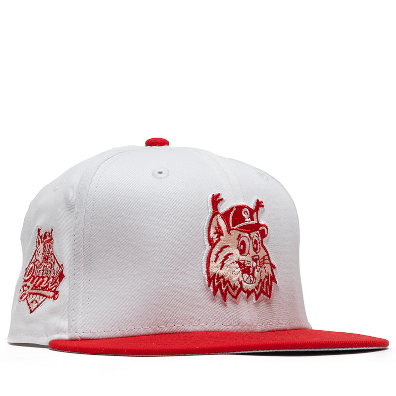 New Era x Politics Ottawa Lynx 59FIFTY Fitted Hat - White/Red - Official MLB Baseball Cap for Men & Women - Perfect for Sports Fans, Streetwear & Casual Outfits