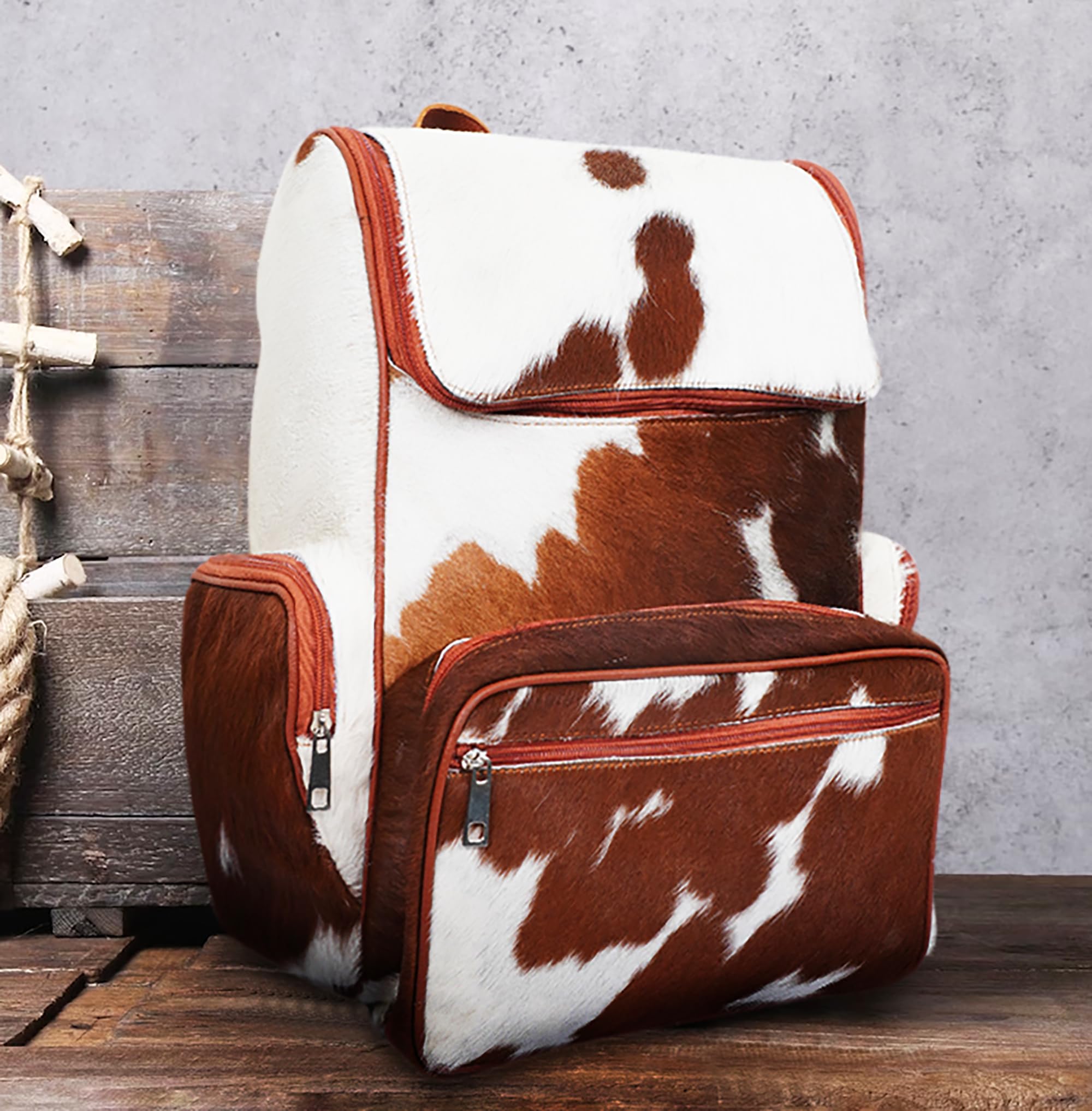 Cowhide Diaper Backpack - Stylish Cow Print Diaper Bag for Moms & Travel