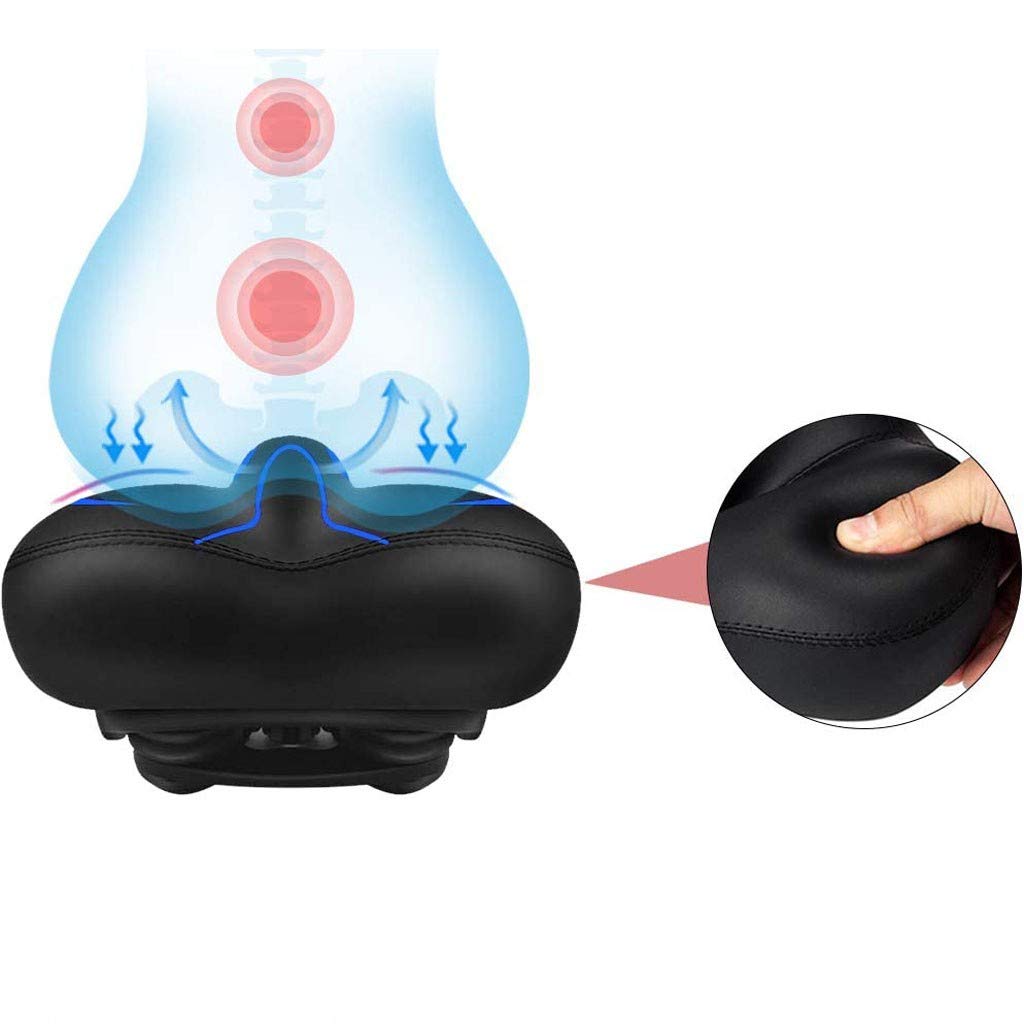 Premium Comfort Bike Seat - Universal Memory Foam Bicycle Saddle with Shock Absorbing Ball, Waterproof Cycling Seat for Women & Men - Perfect for Road Bikes, Mountain Bikes & Commuting (Blue, One Size)
